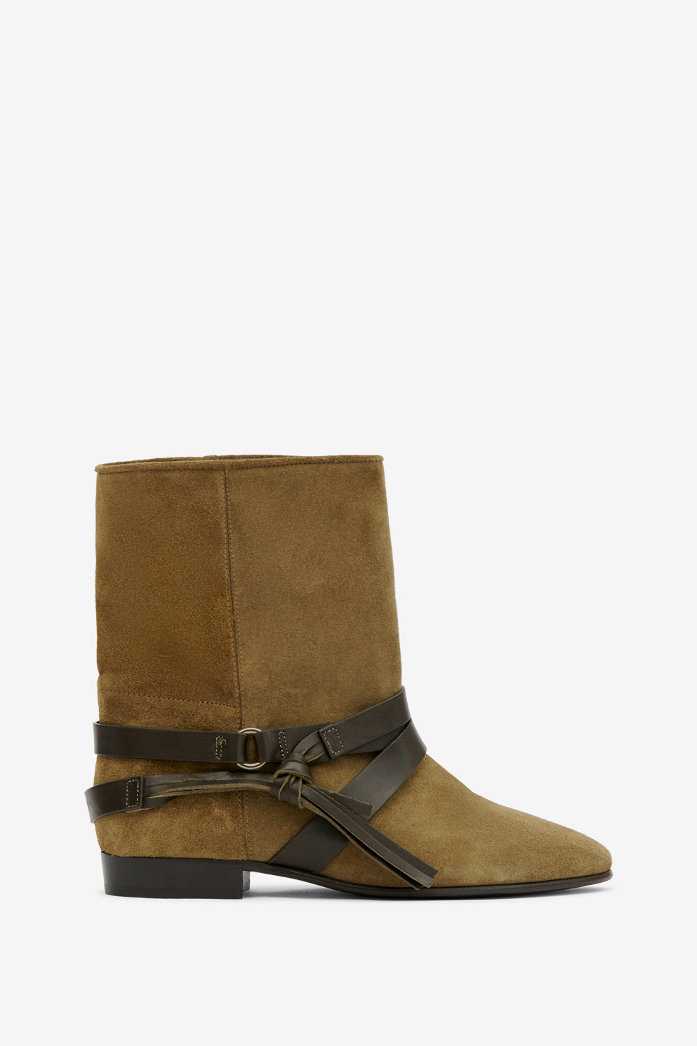 Rejen flat suede leather ankle boots - Dark olive - Woman - 1