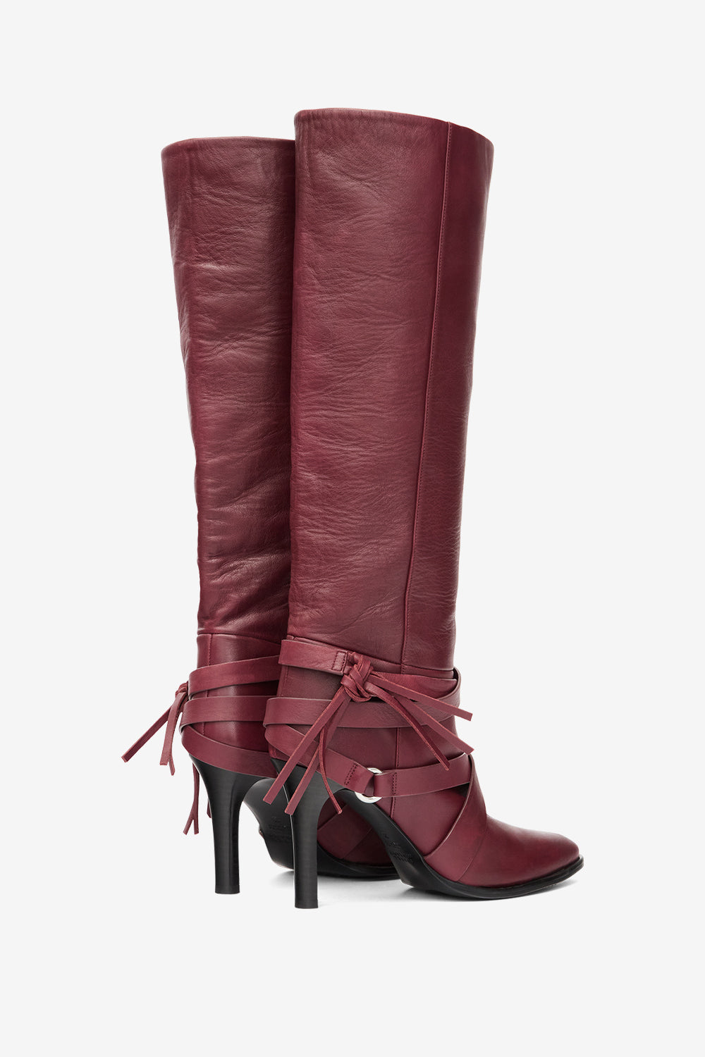 Analui supple leather boots - Burgundy - Woman - 2