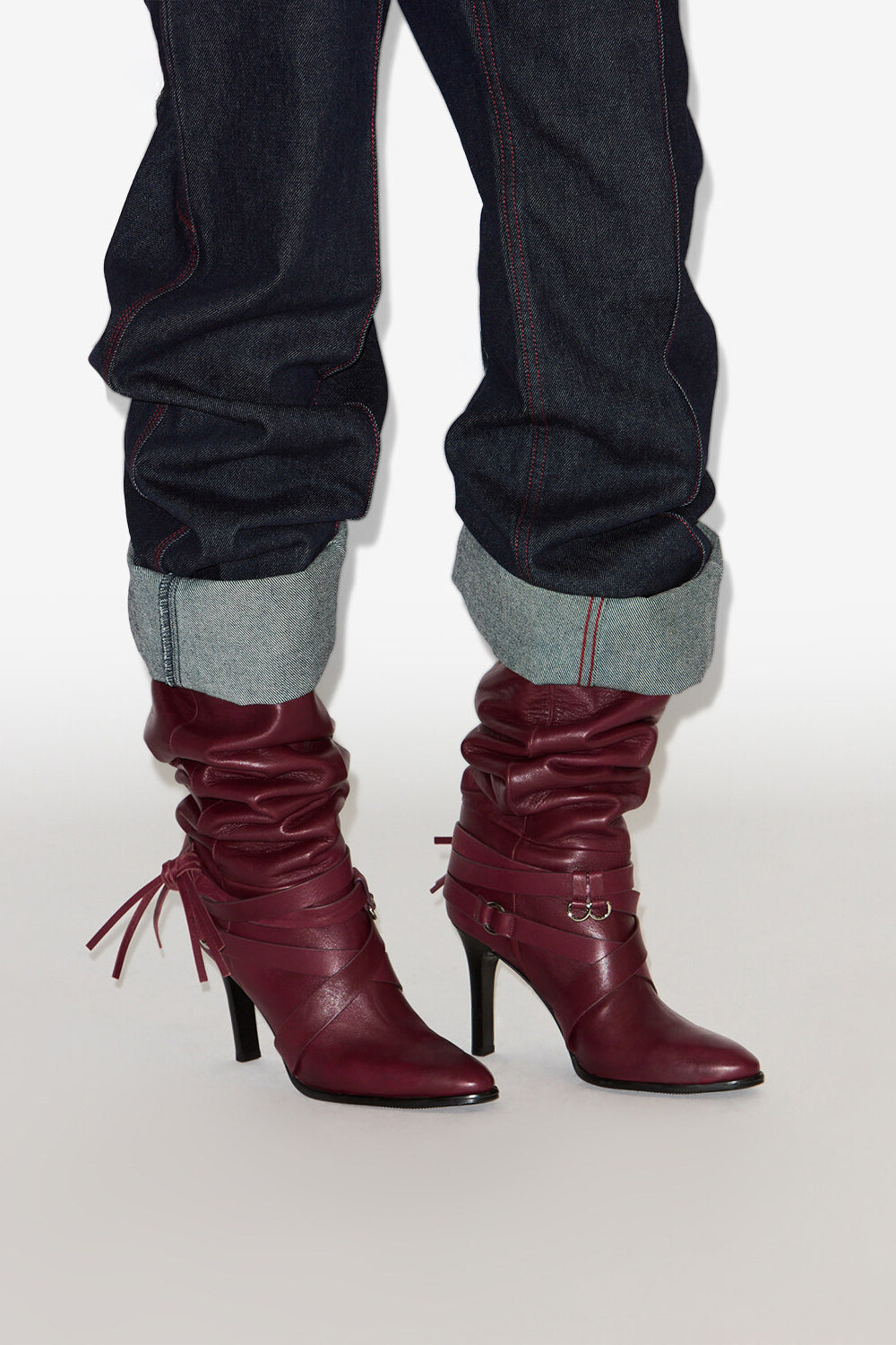 Analui supple leather boots - Burgundy - Woman - 5