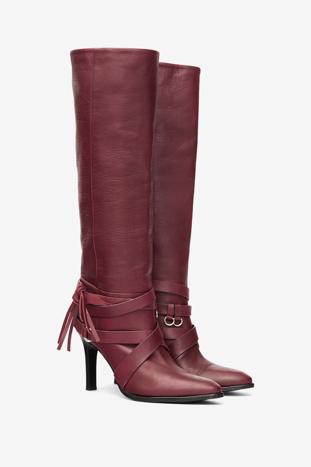 Analui supple leather boots - Burgundy - Woman - 3