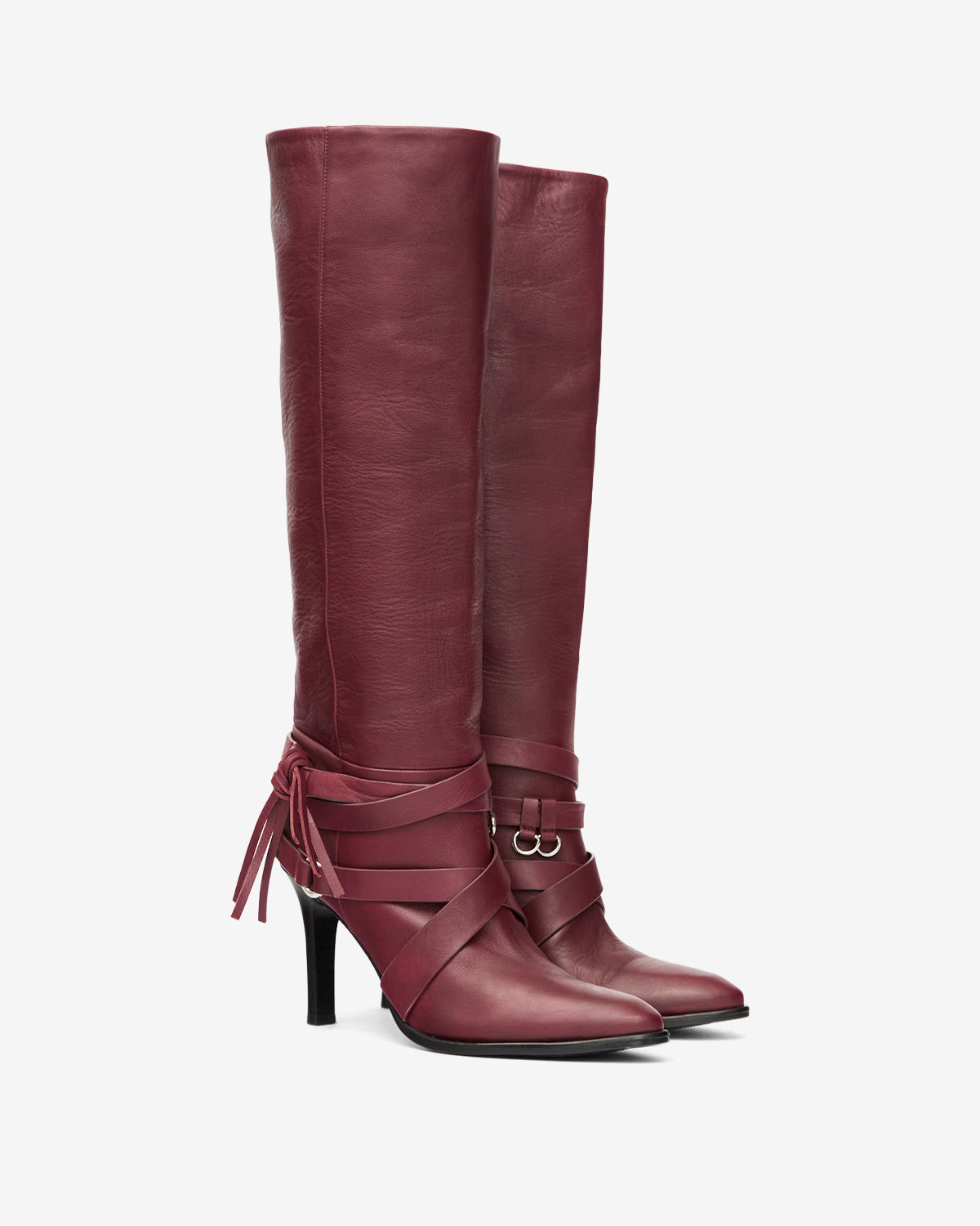 Analui supple leather boots - Burgundy - Woman - 3