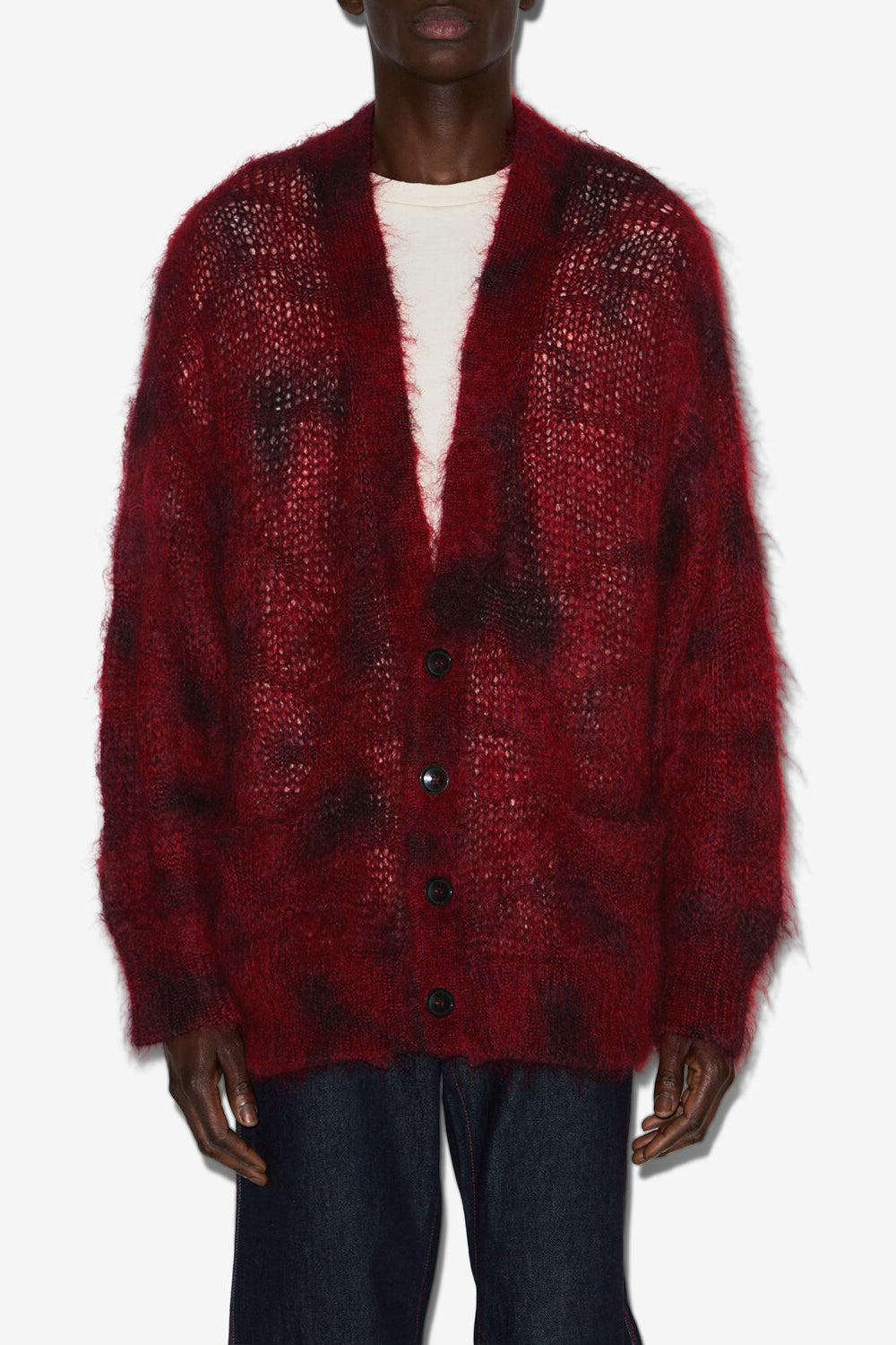Mahel long kid mohair cardigan - Deep red - Man - 4