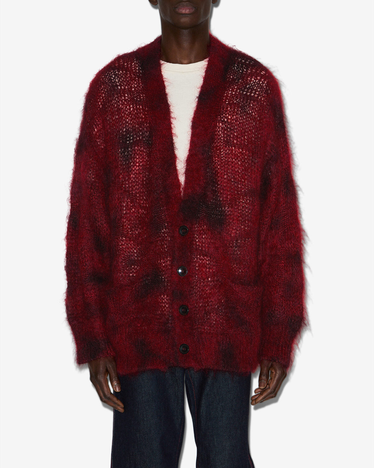 Mahel long kid mohair cardigan - Deep red - Man - 3