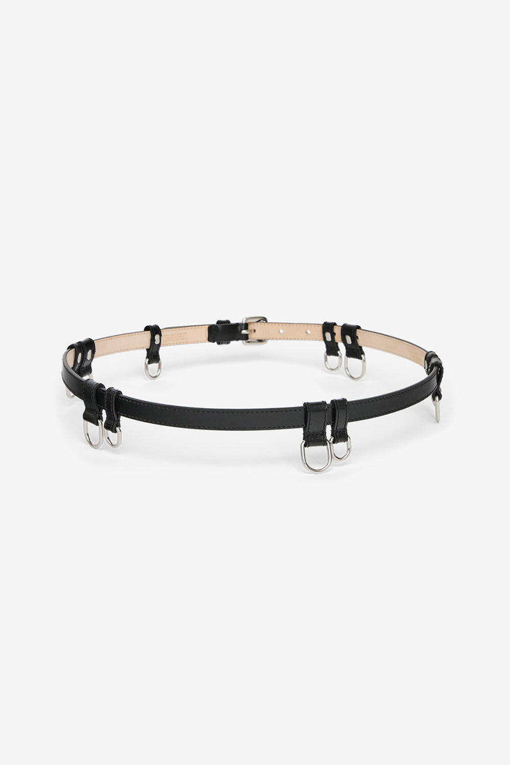 Chelsea thin leather belt - Black and silver - Woman - 2
