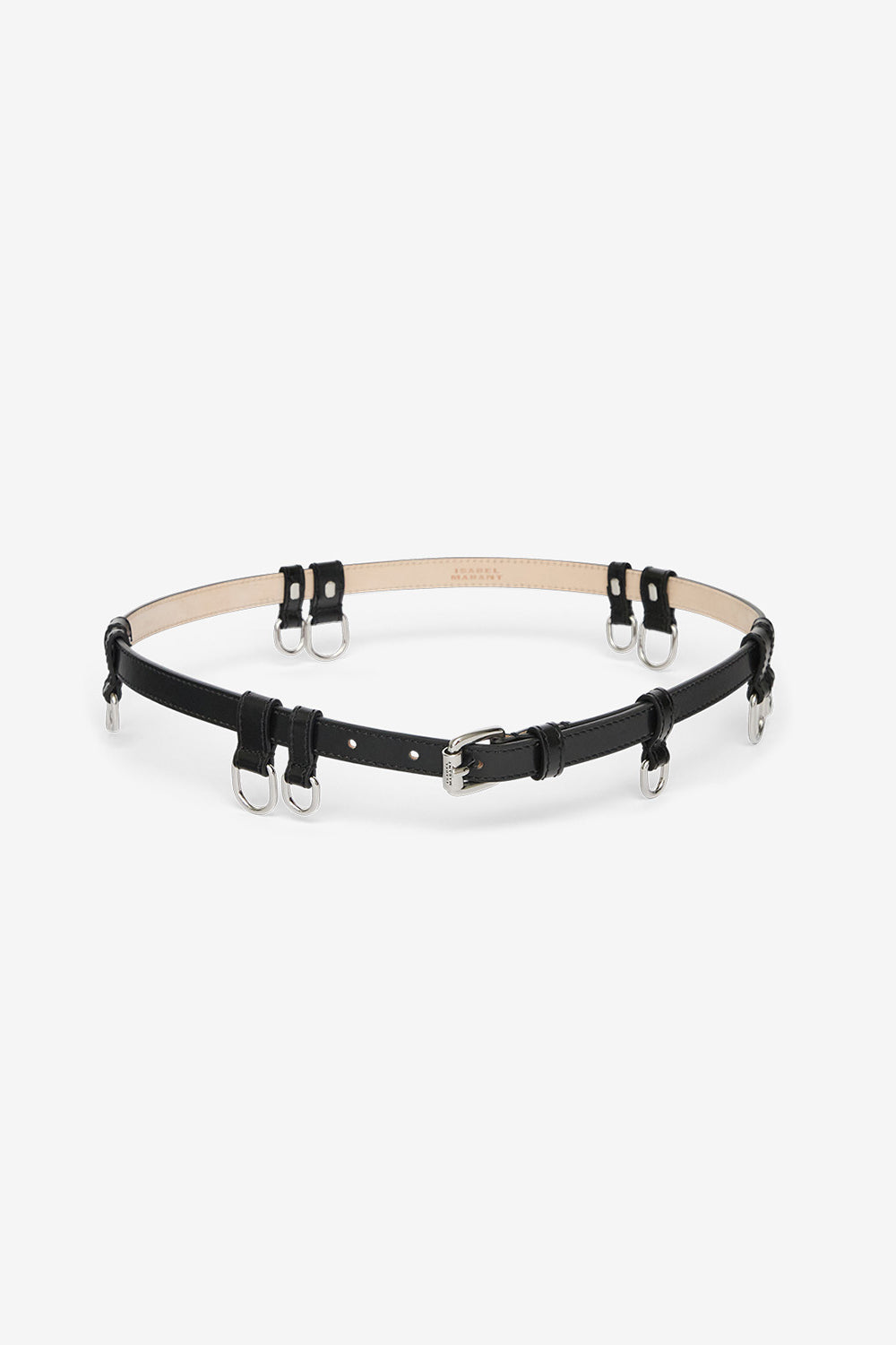 Chelsea thin leather belt - Black and silver - Woman - 1