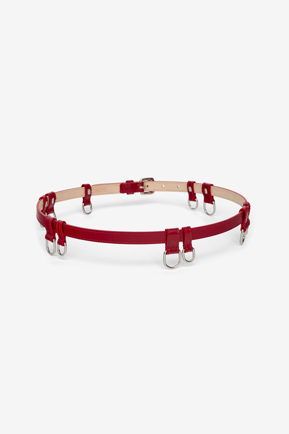 Chelsea thin belt - Deep red - silver - Woman - 2