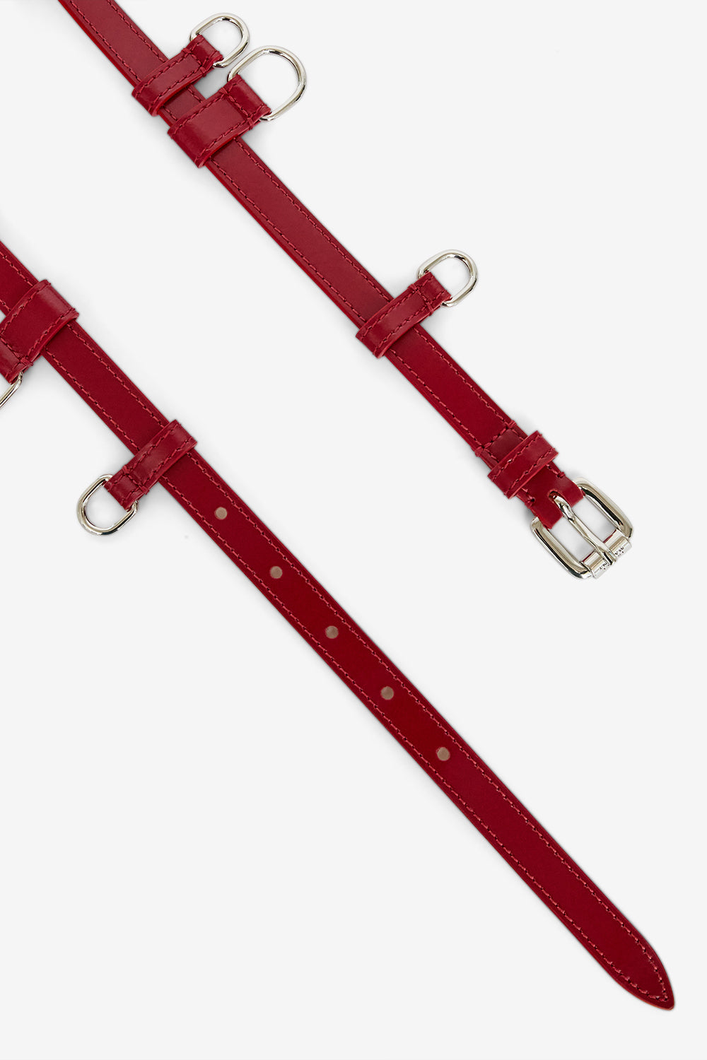 Chelsea thin belt - Deep red - silver - Woman - 3