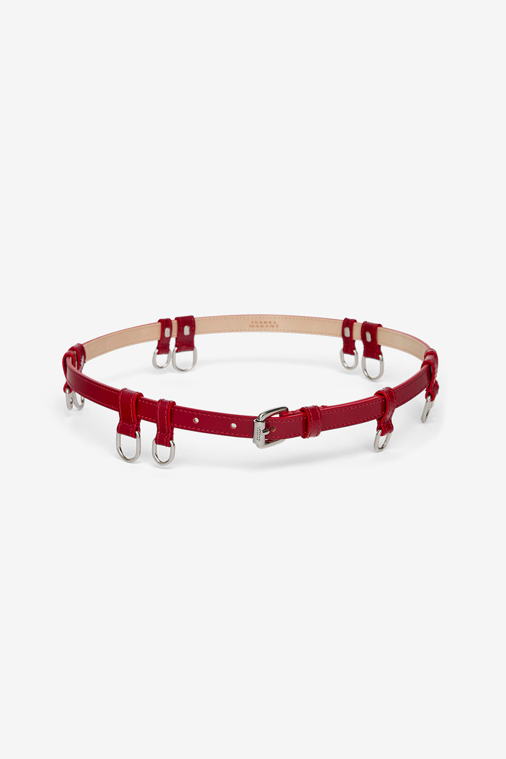 Chelsea thin belt - Deep red - silver - Woman - 1