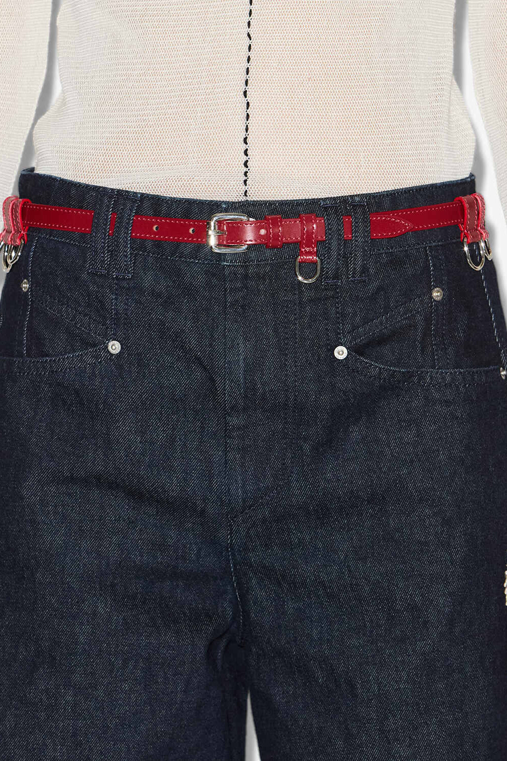 Chelsea thin belt - Deep red - silver - Woman - 4