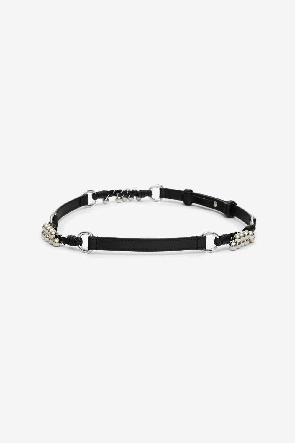 Grimsby leather belt with rings and studs - Black and silver - Woman - 2