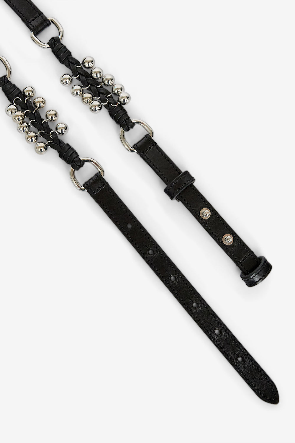 Grimsby leather belt with rings and studs - Black and silver - Woman - 3