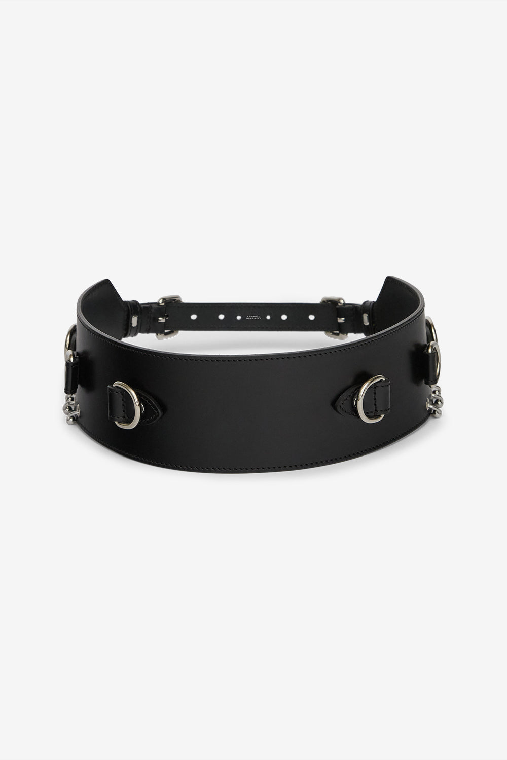 Breiter ledergürtel brighton mit ringen - Black and silver - Woman - 2