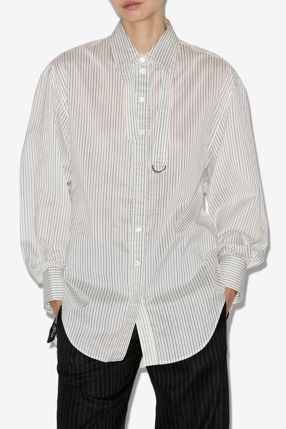 Aurora striped cotton and silk shirt - Ecru and black - Woman - 4