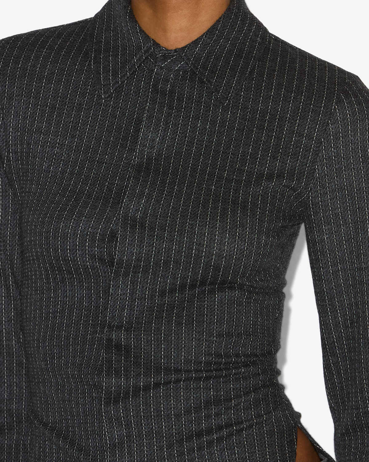 Camisa de lana virgen a rayas de tenis roméa - Anthracite - Woman - 2