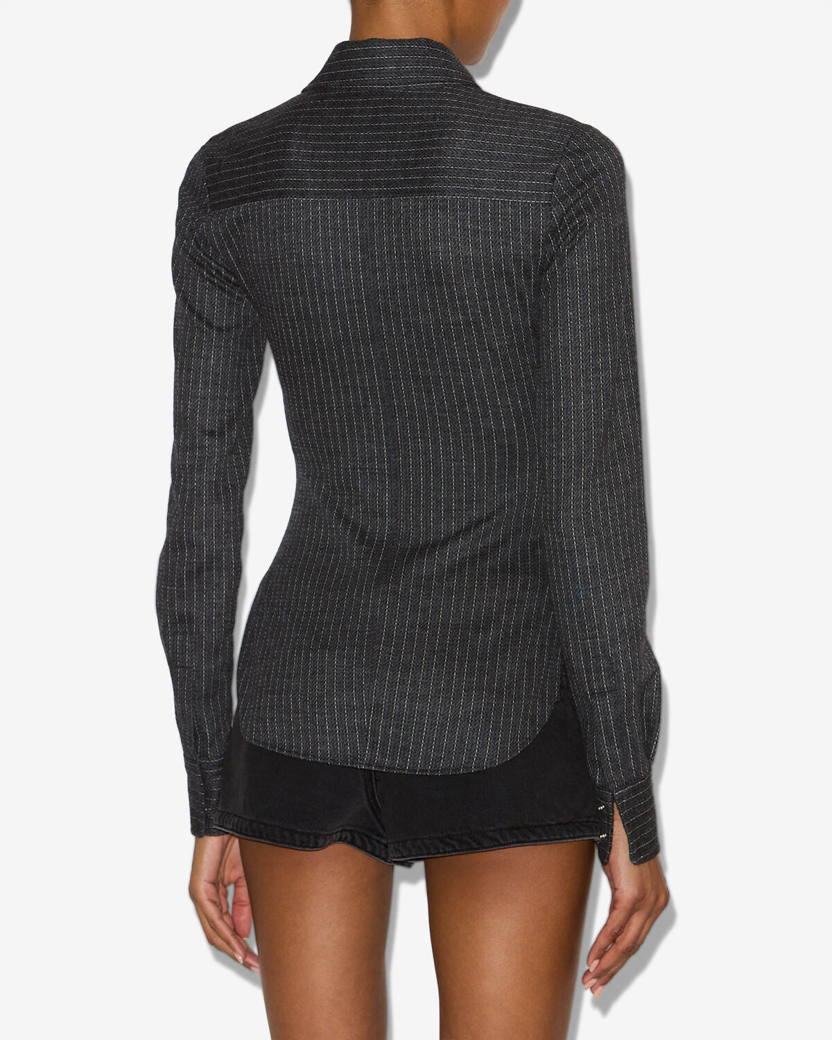 Camisa de lana virgen a rayas de tenis roméa - Anthracite - Woman - 4