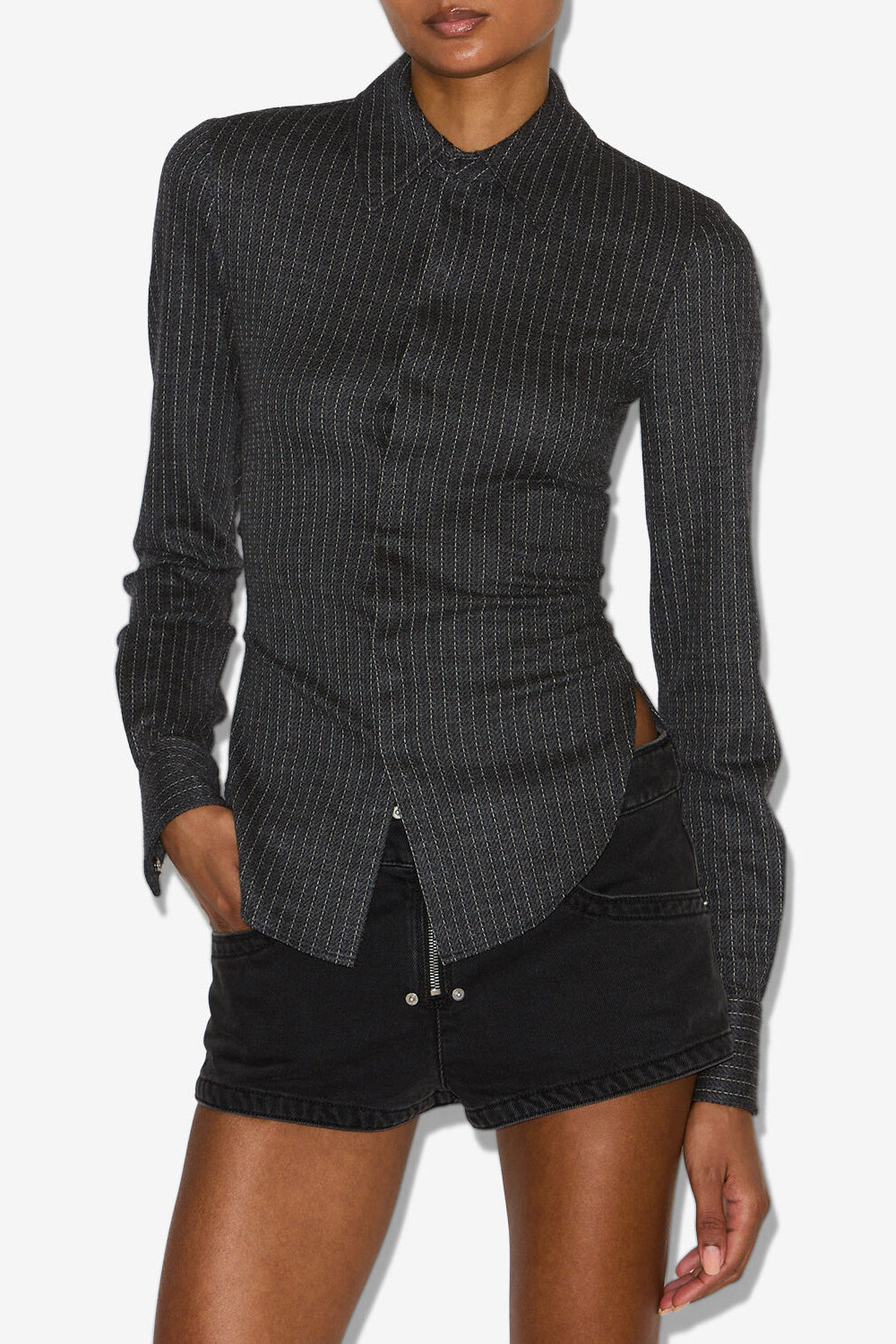 Hemd roméa aus schurwolle mit tennisstreifen - Anthracite - Woman - 4
