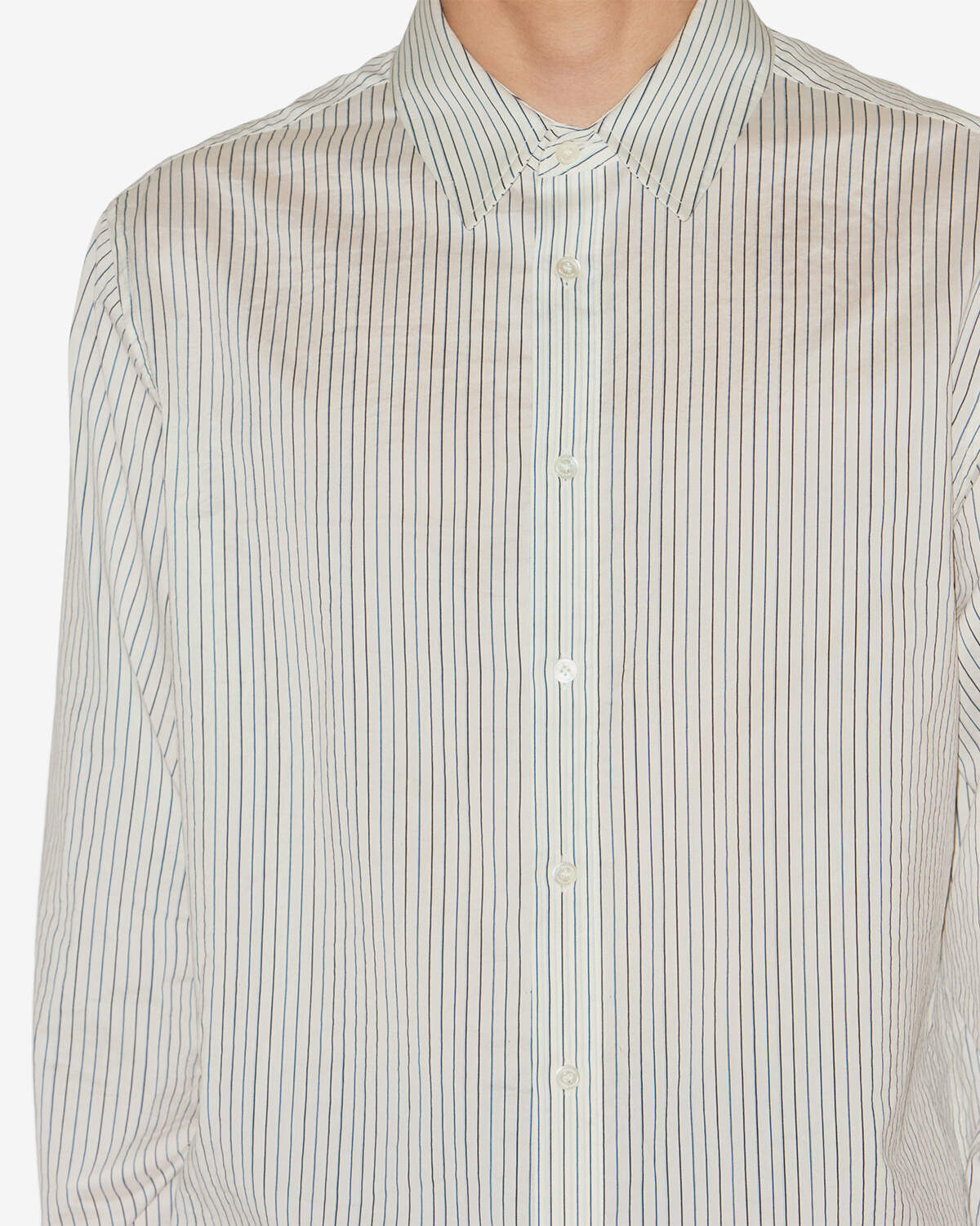 Camicia in cotone e seta a righe nathan - Ecru and black - Man - 2