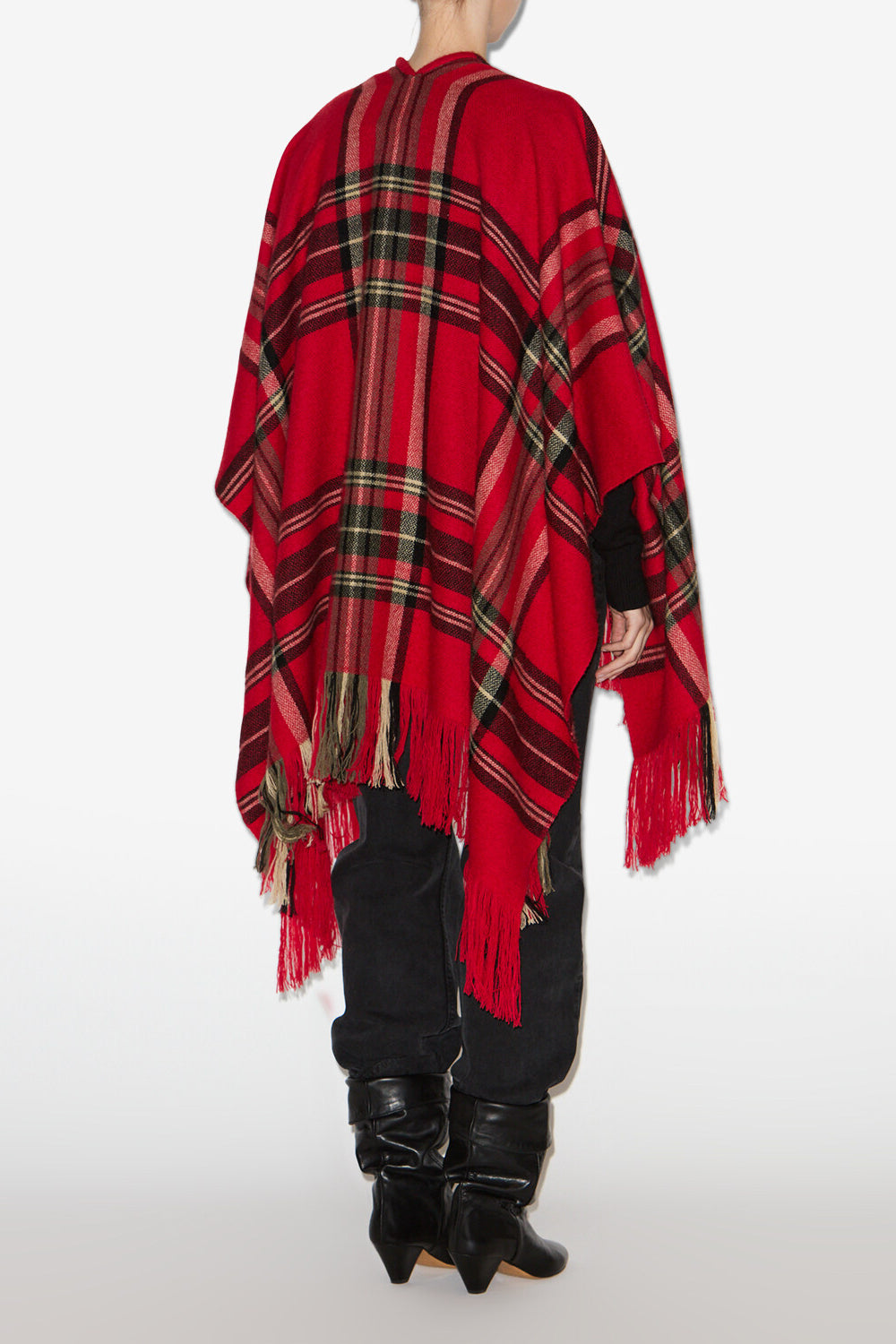Kamilo plaid print poncho - Red - Woman - 3