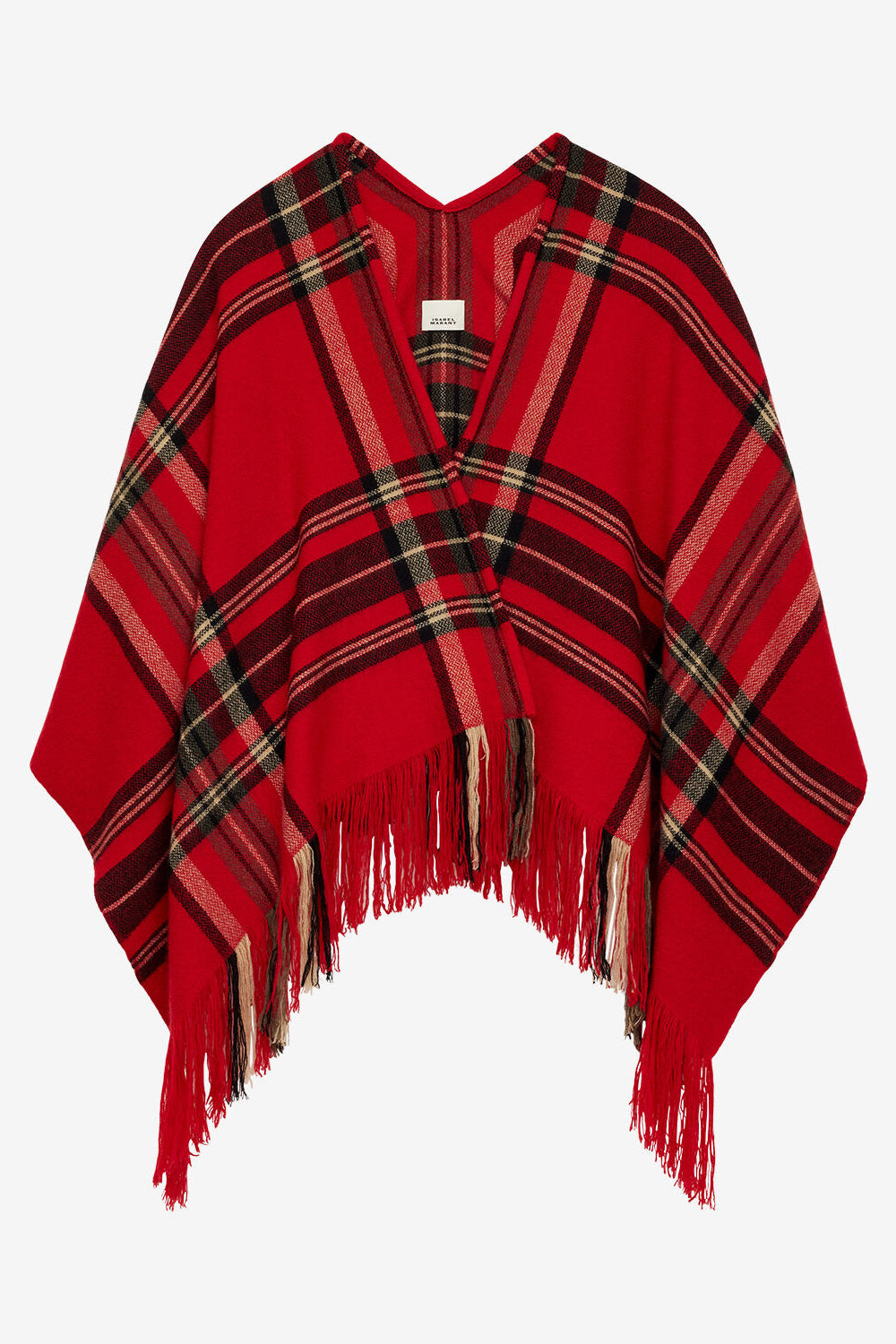 Kamilo plaid print poncho - Red - Woman - 1