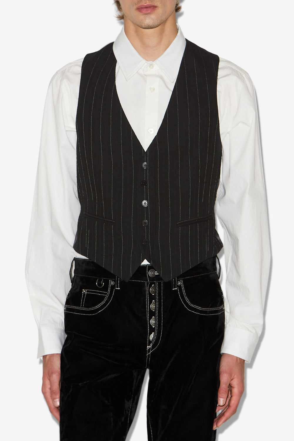 Mika 테니스 스트라이프 테일러드 베스트 - 검은색 - Man - 4