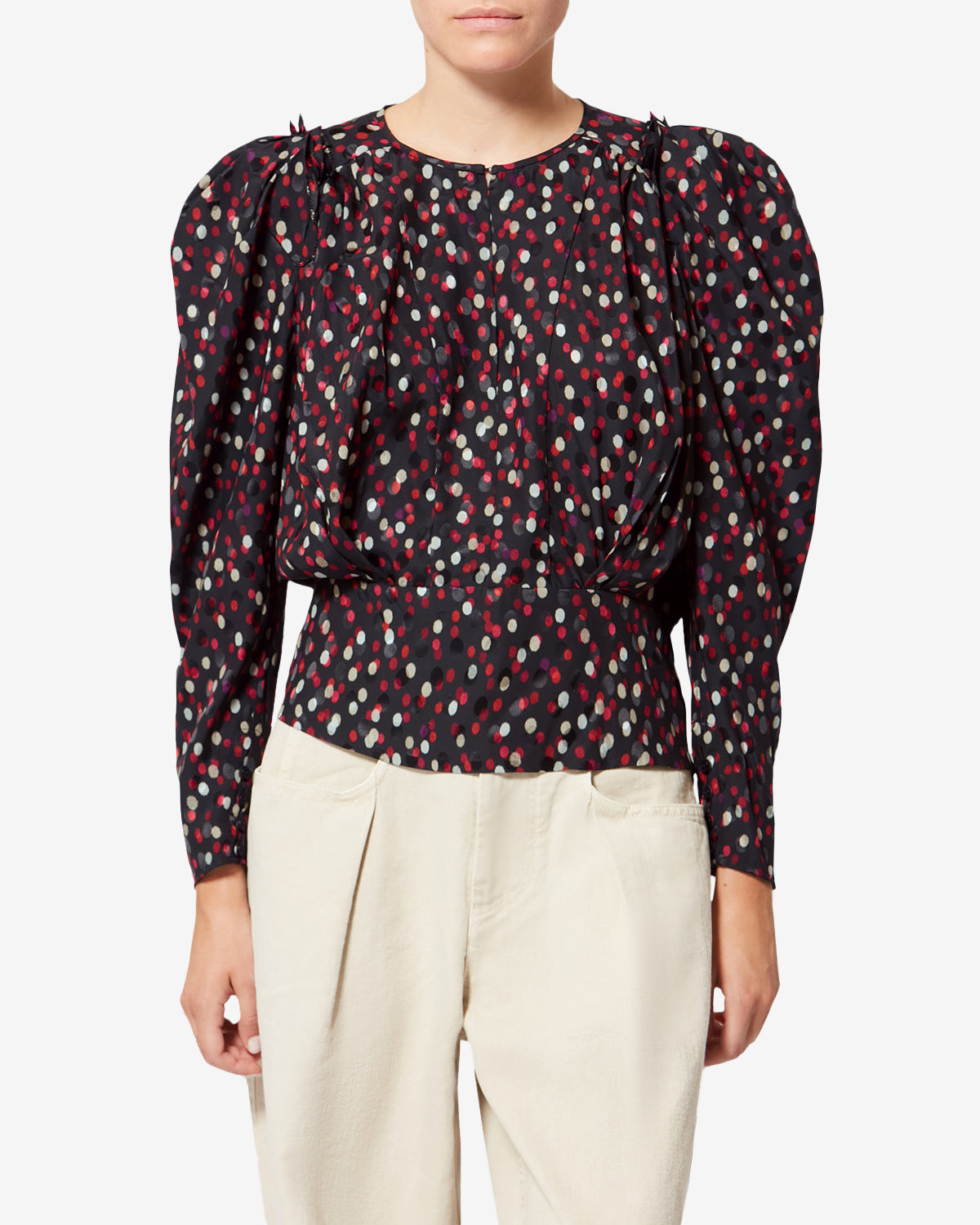 Zarga ポルカドットプリント入り シルク トップス - Black-red - Woman - 3