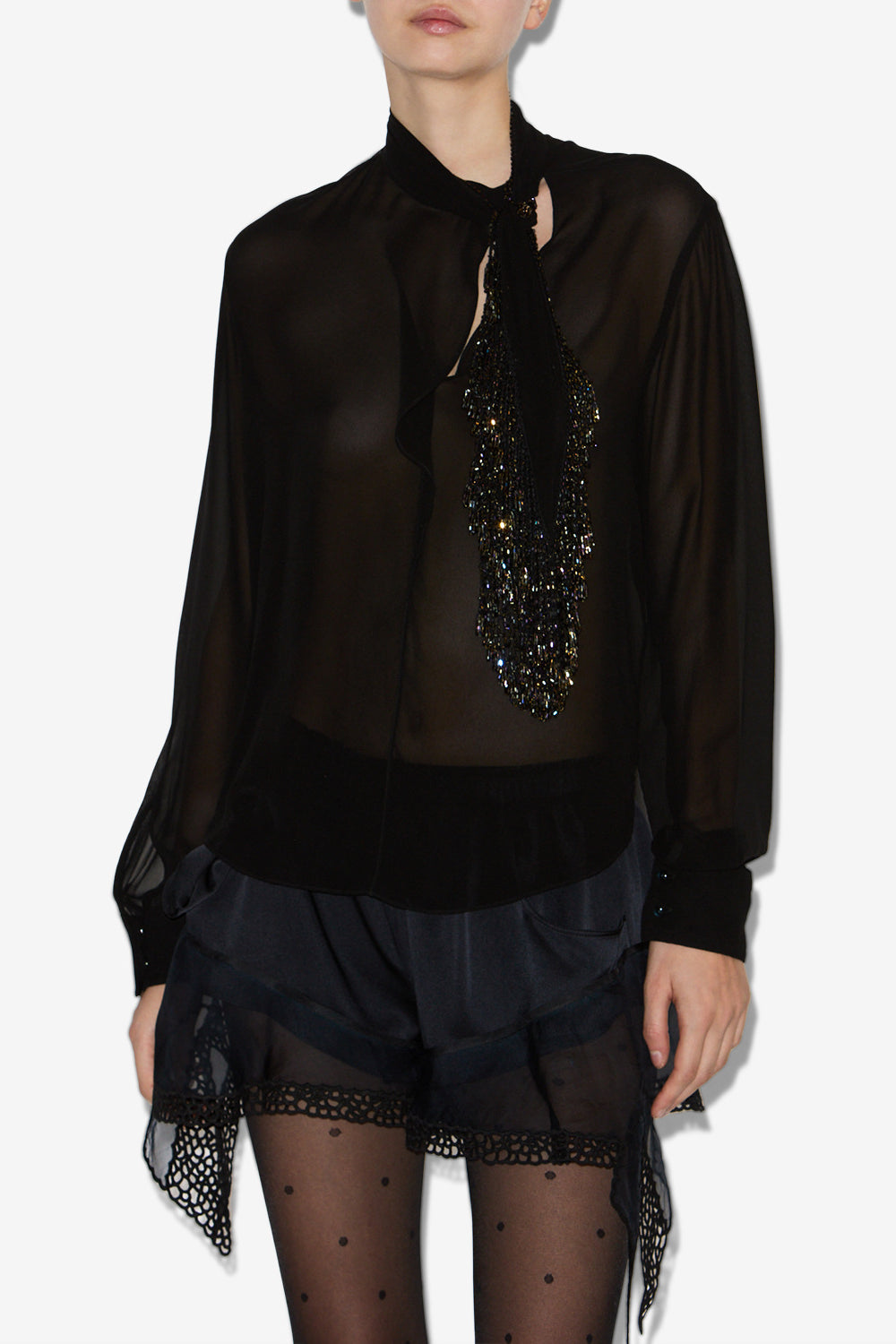 Elaura silk pussy bow blouse - Black - Woman - 4
