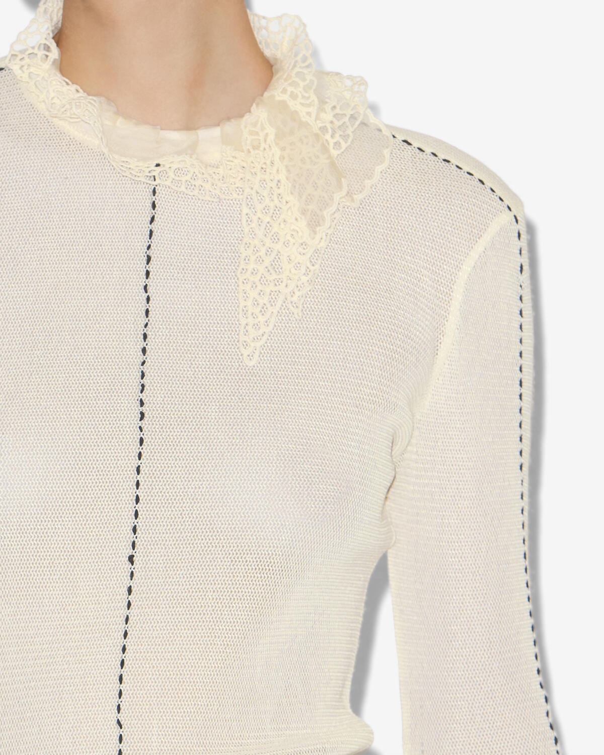 Sarah long-sleeve fine knit top - Ecru - Woman - 2