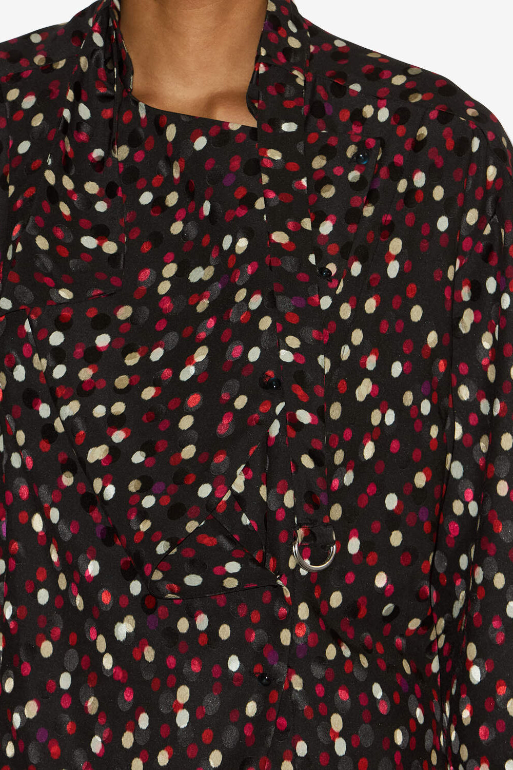Emany silk polka dot print blouse - Black-red - Woman - 3
