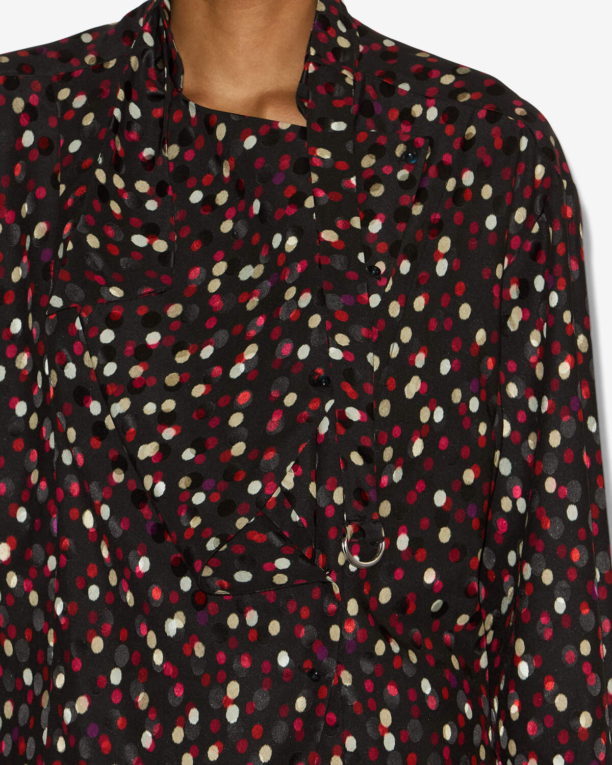 Emany silk polka dot print blouse - Black-red - Woman - 2