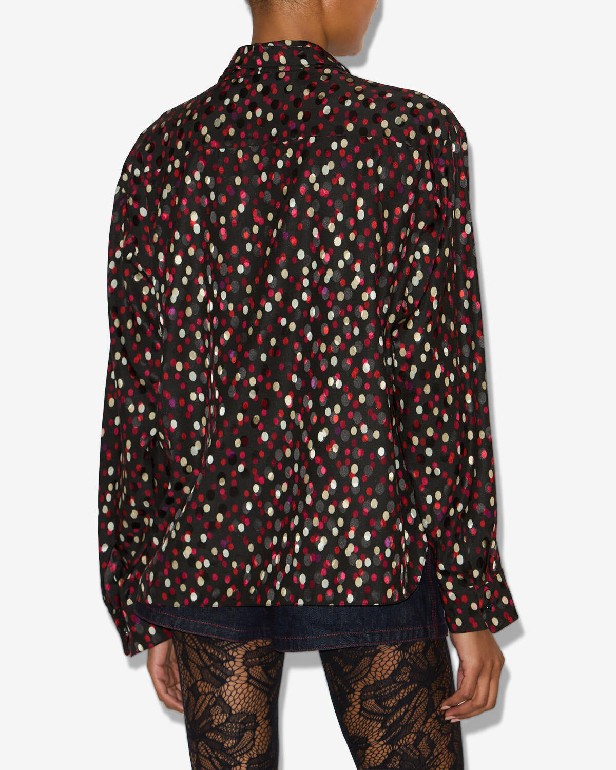Emany silk polka dot print blouse - Black-red - Woman - 4