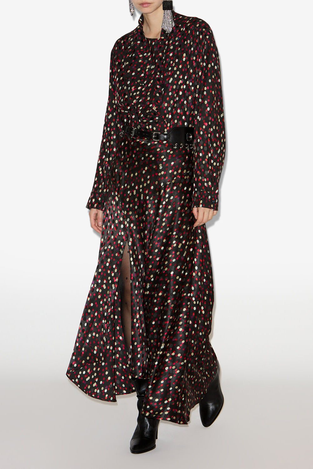 Emany silk polka dot print blouse - Black-red - Woman - 2