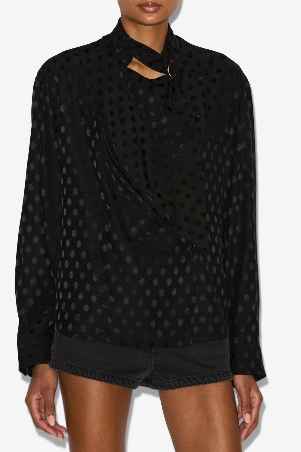 Emany silk polka dot print blouse - Black - Woman - 4