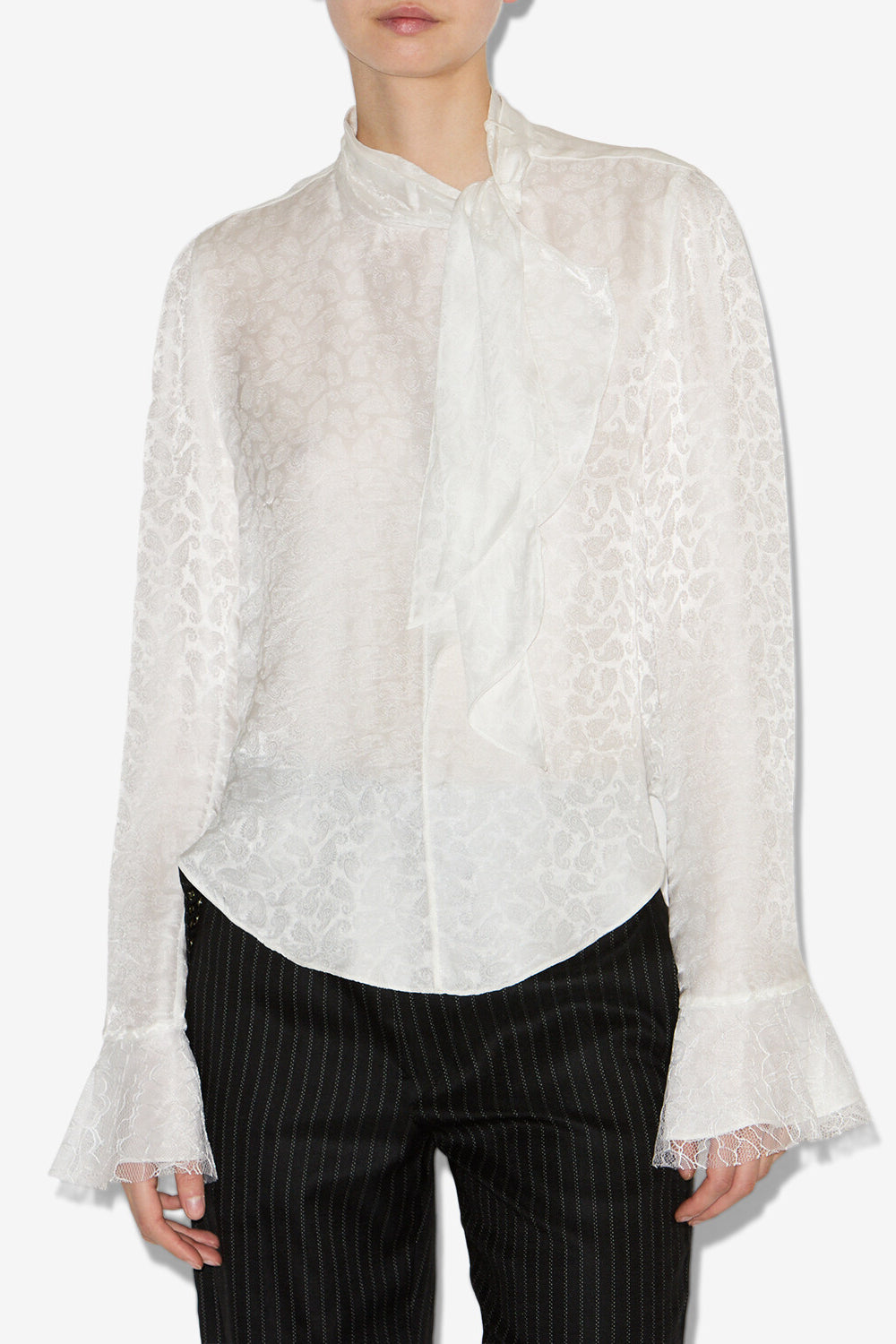 Raphaella silk jacquard blouse - White - Woman - 4