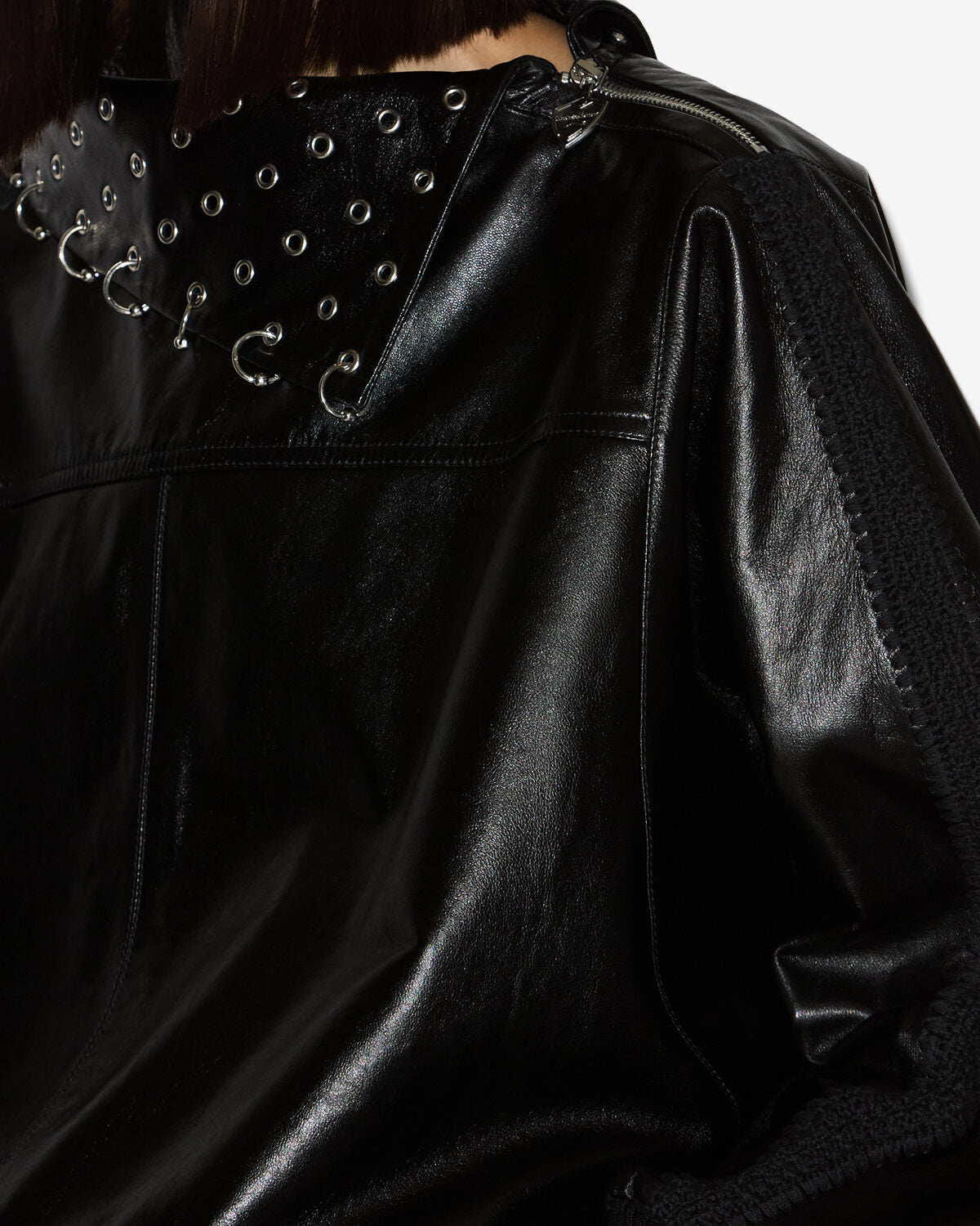 Cendrine leather sweatshirt - Black - Woman - 2