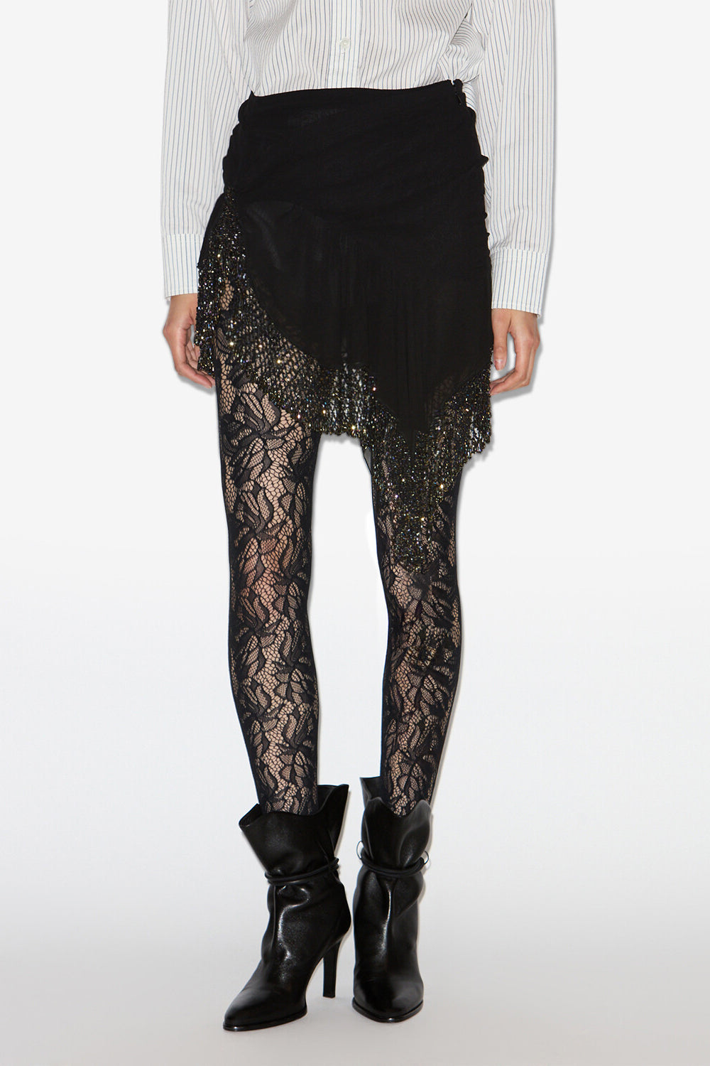 Kurzer rock enaya im schal-look aus seide - Schwarz - Woman - 4