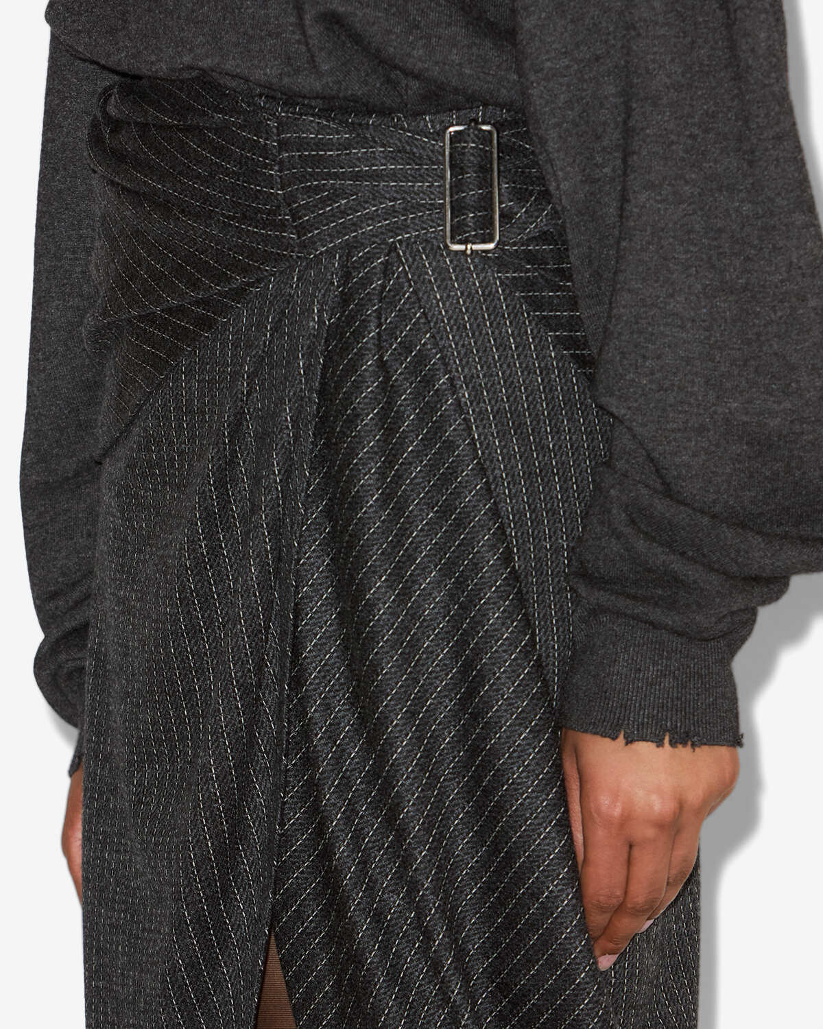 Reilly ストライプ ヴァージンウール シーススカート - Anthracite - Woman - 2