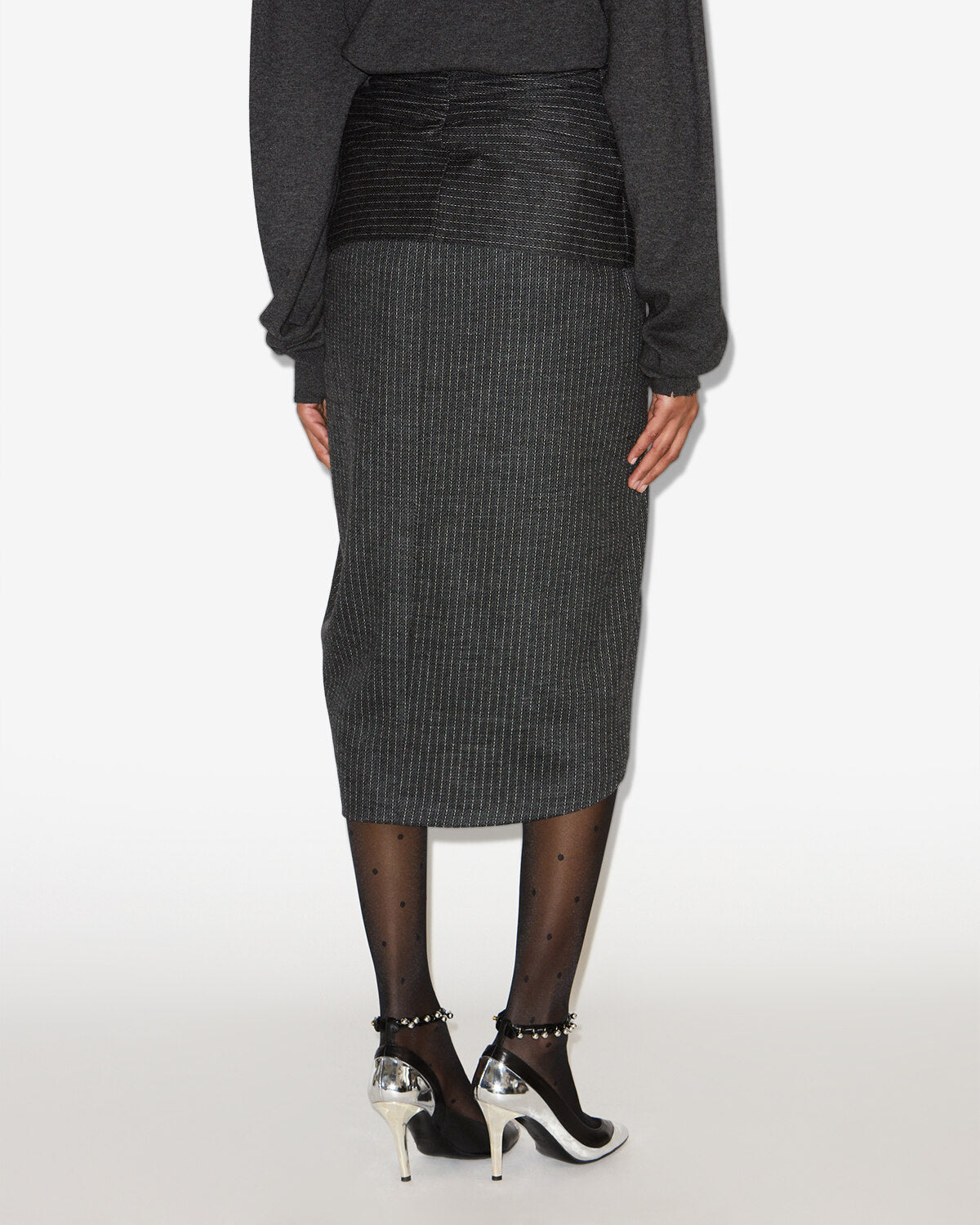 Reilly ストライプ ヴァージンウール シーススカート - Anthracite - Woman - 4