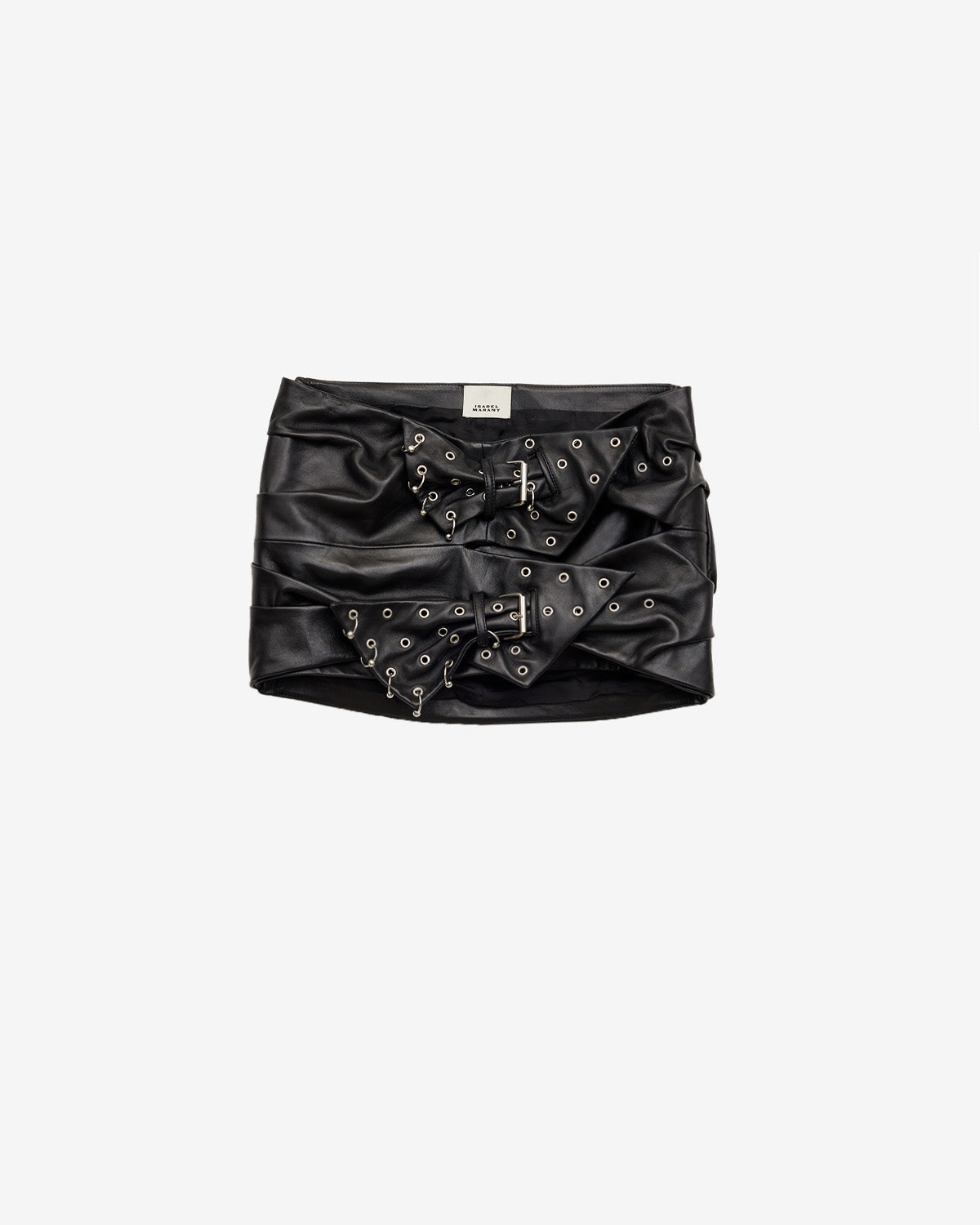 Chani draped leather mini skirt - Black - Woman - 5