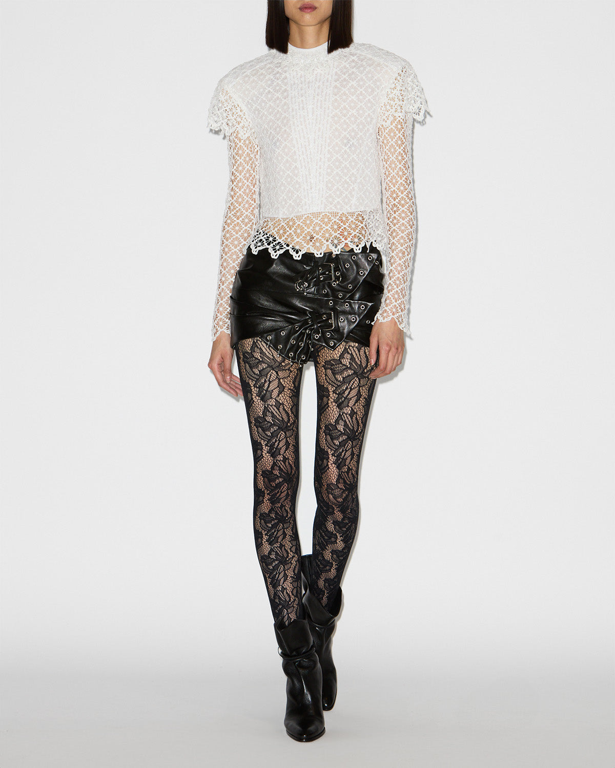 Chani draped leather mini skirt - Black - Woman - 1
