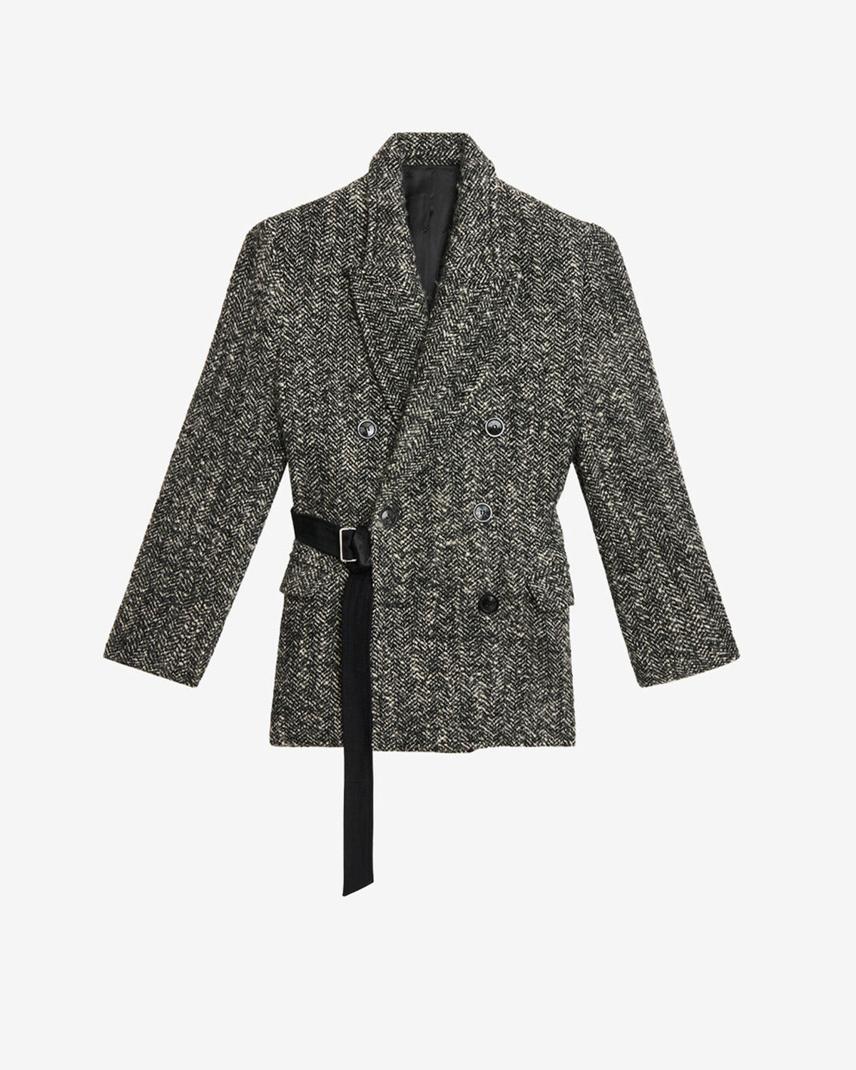 Ezzia short virgin wool jacket - Black and ecru - Woman - 5
