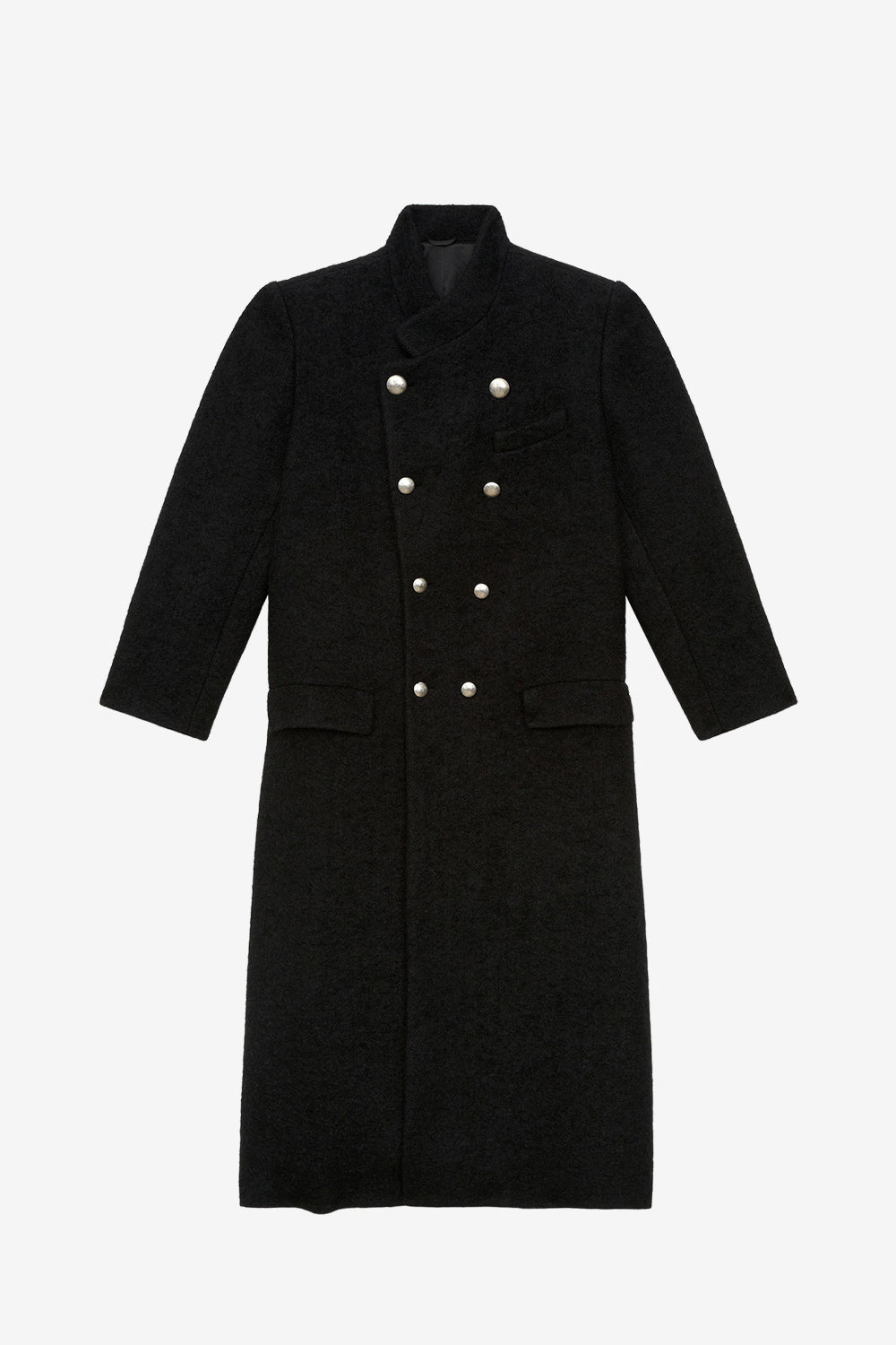 Gil long brushed wool coat - Black - Man - 1