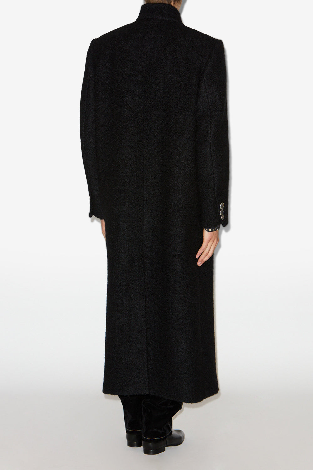 Gil long brushed wool coat - Black - Man - 4