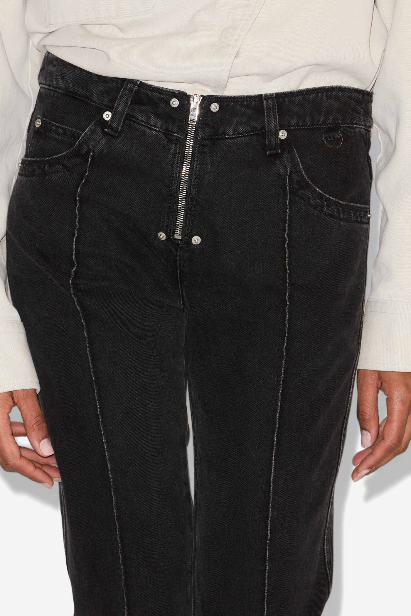 Vaqueros rectos de denim silviana - Negro - Woman - 3