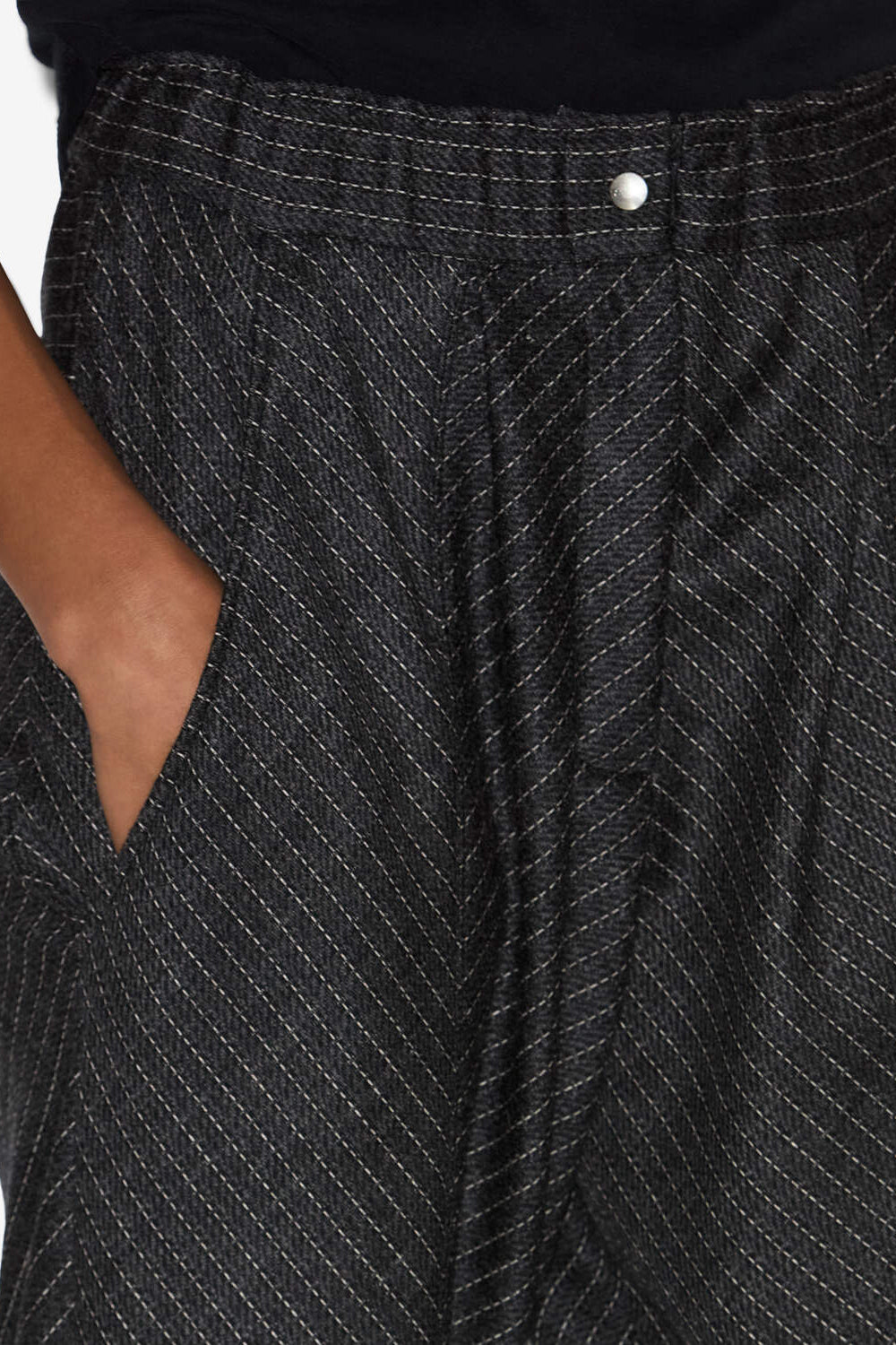 Rakia ヴァージンウール タック入りパンツ - Anthracite - Woman - 3