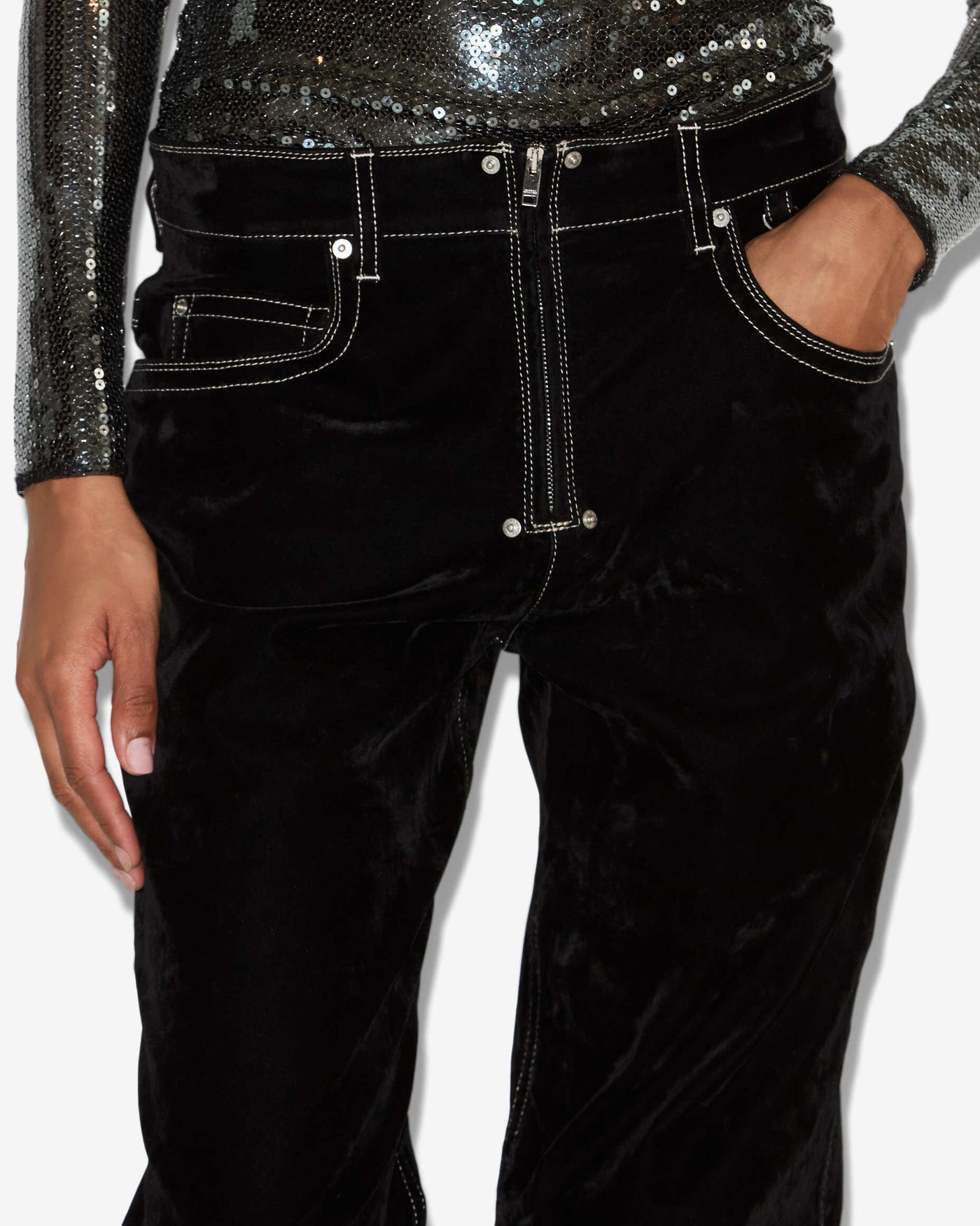 Weite jeans stelyna aus denim in samtoptik - Schwarz - Woman - 2