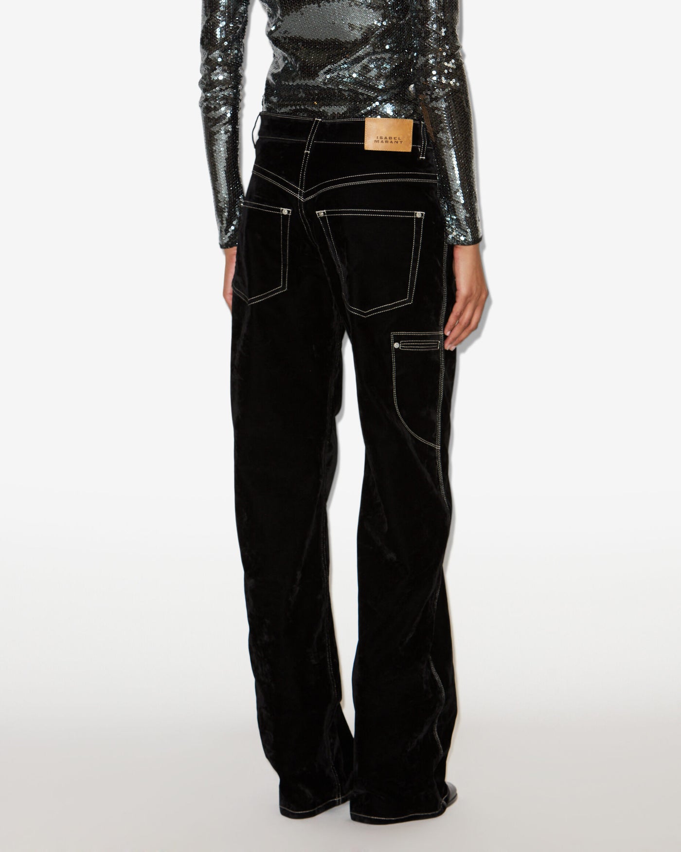 Weite jeans stelyna aus denim in samtoptik - Schwarz - Woman - 4