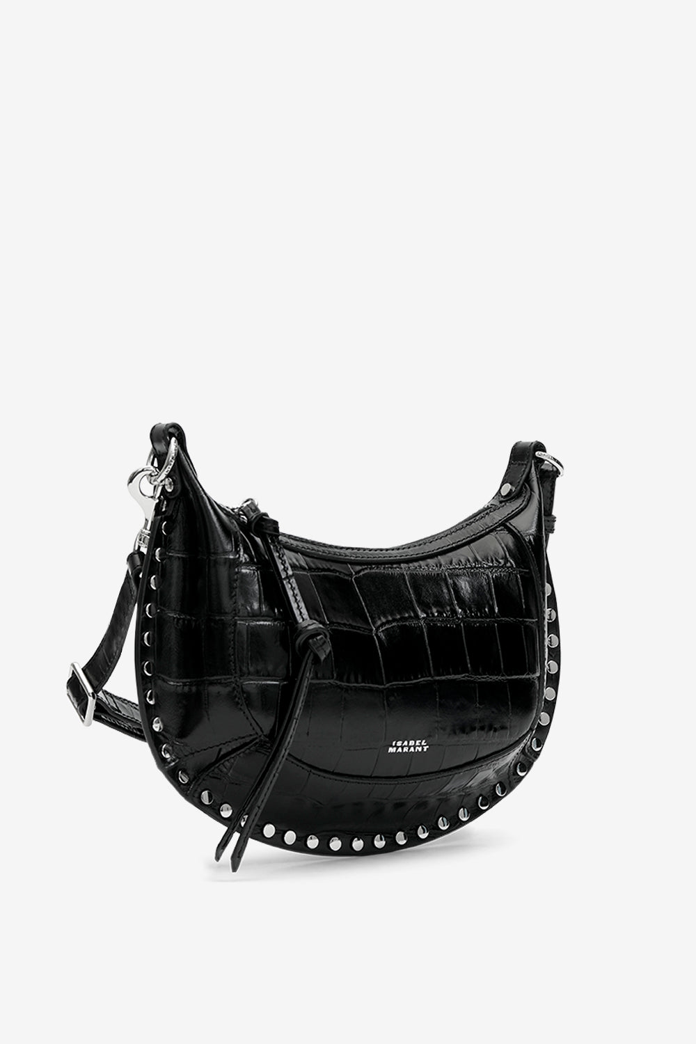 Oskan moon soft leather shoulder bag - Black and silver - Woman - 5