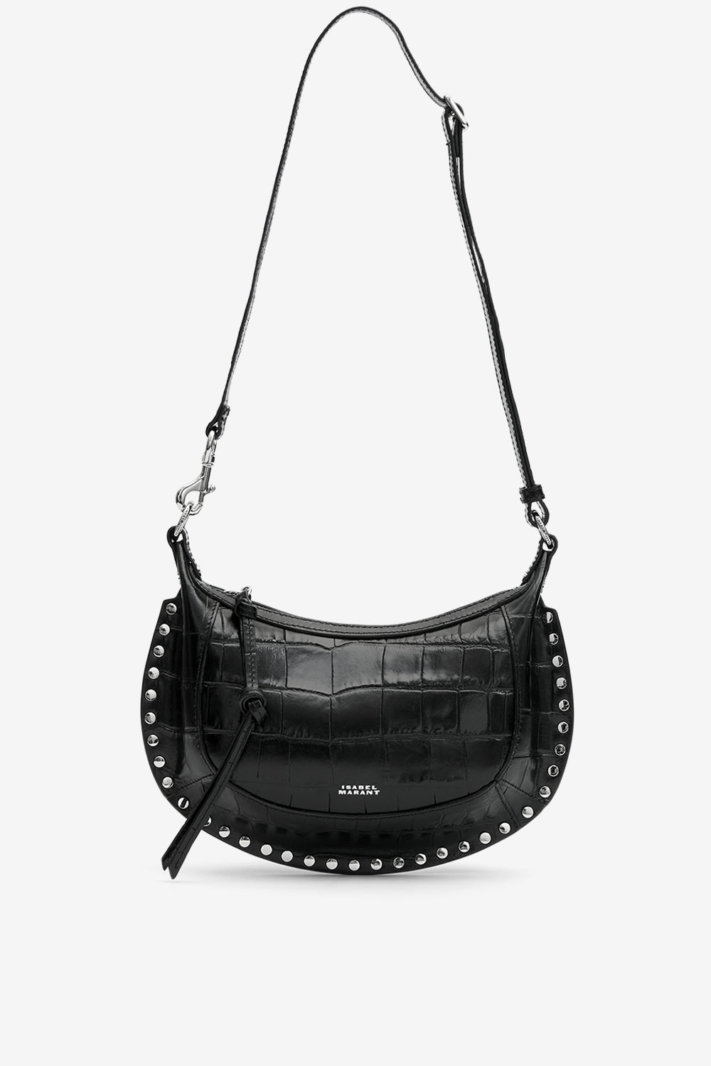 Oskan moon soft leather shoulder bag - Black and silver - Woman - 6