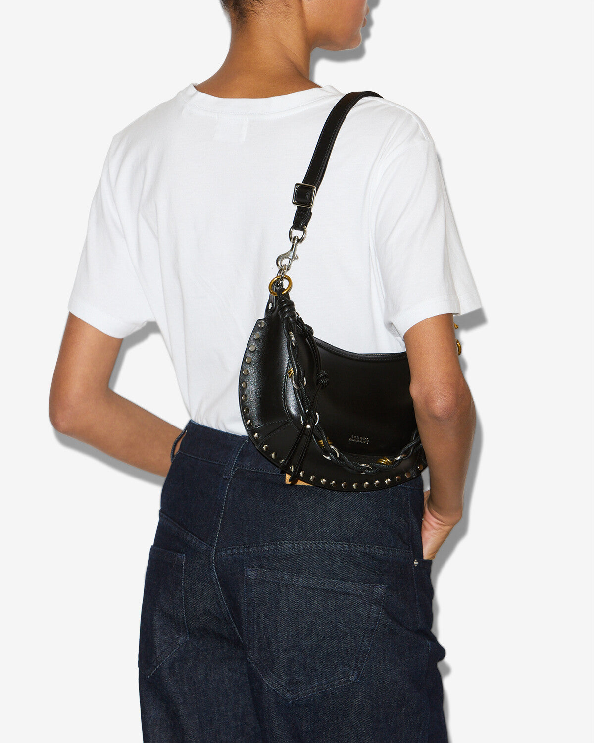 Sac porté épaule en cuir oskan moon  - Noir et argenté - Woman - 4