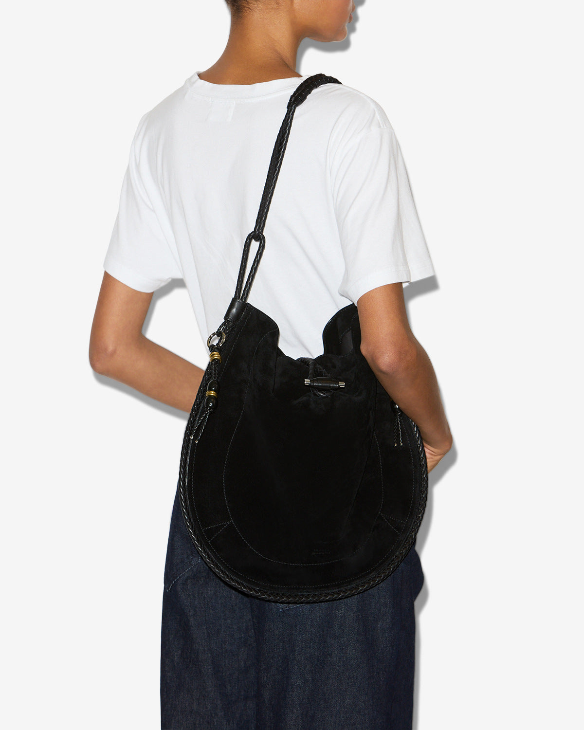 Tasche oskan hobo soft aus veloursleder - Black and silver - Woman - 4